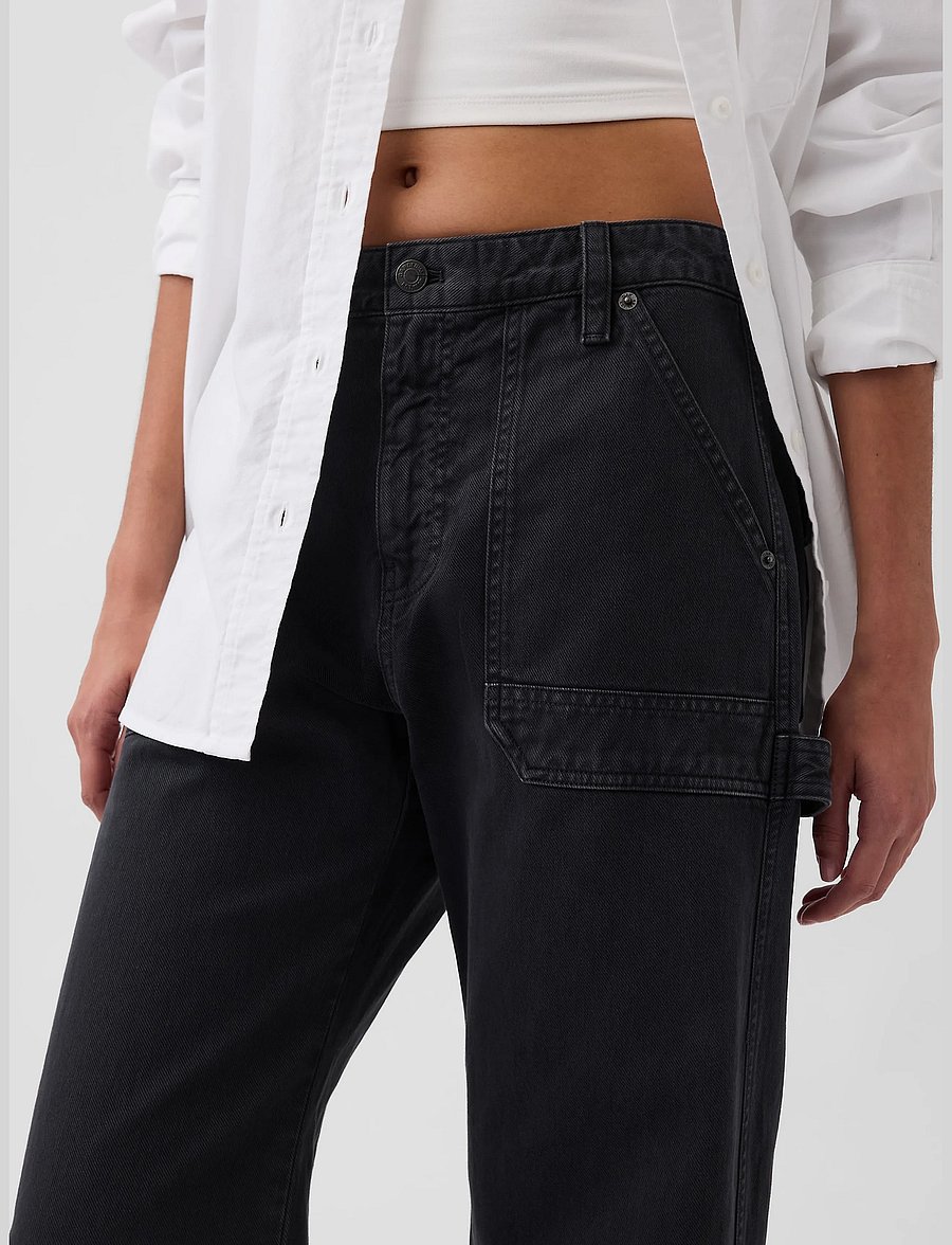 GAP - Mid Rise Barrel Utility Ankle Pants - barrelbyxor - black 1 - 5