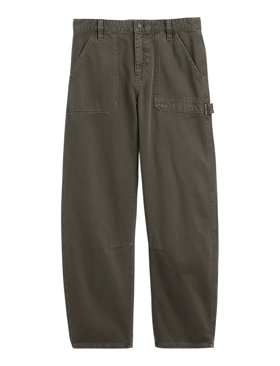 GAP - Mid Rise Barrel Utility Ankle Pants - hosen mit geradem bein - black moss - 1