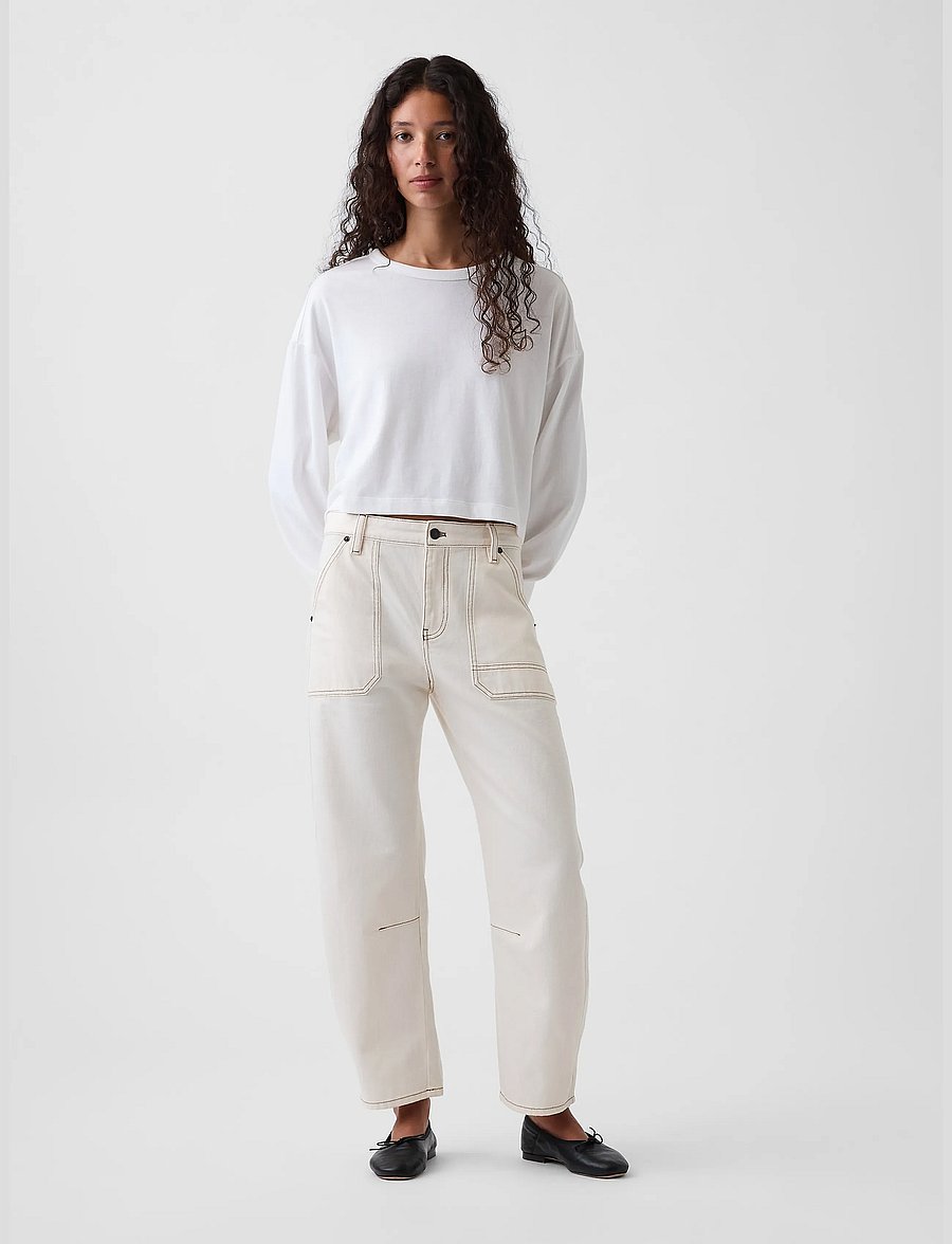 GAP - Mid Rise Barrel Utility Ankle Pants - barrelbyxor - ivory frost - 0