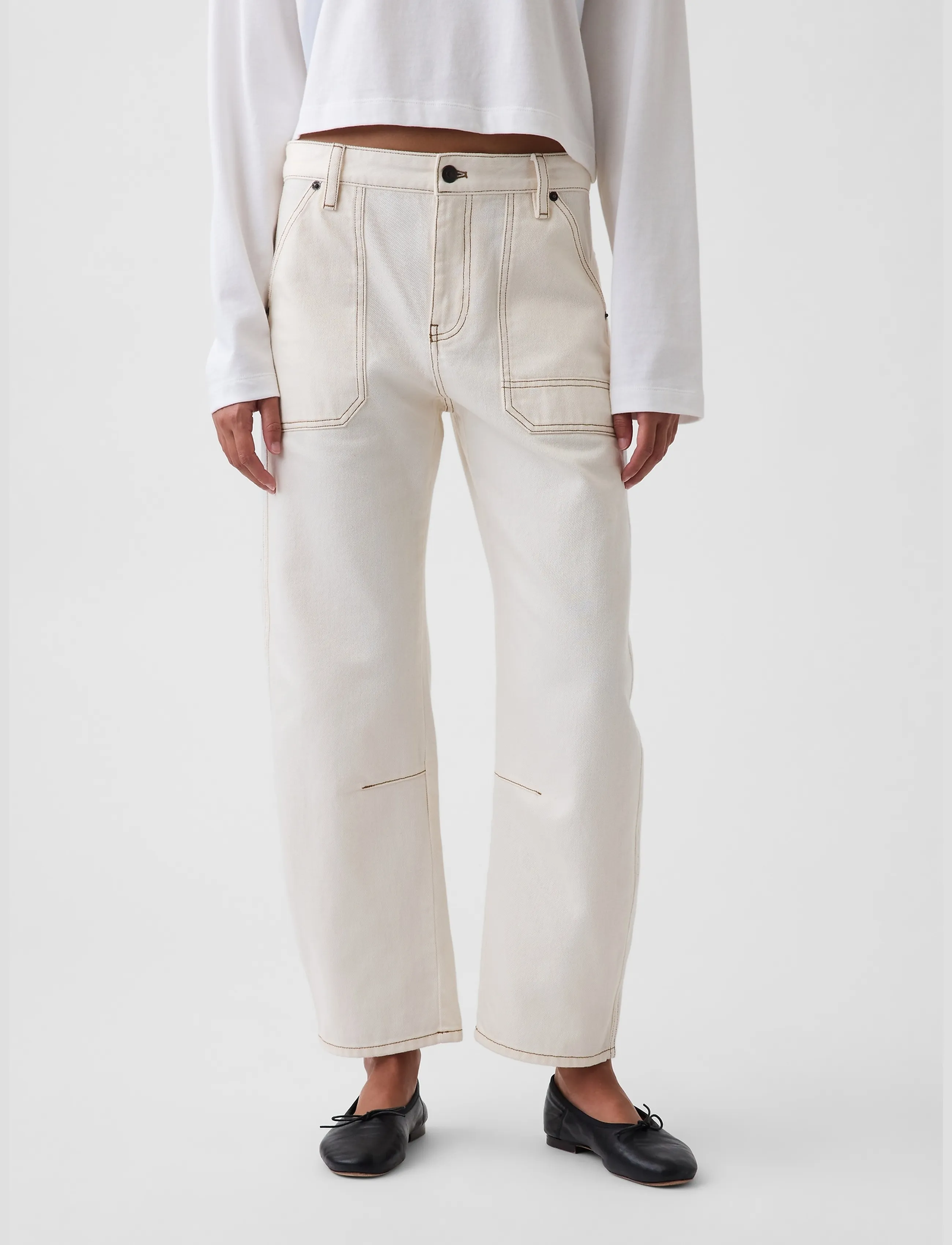 GAP - Mid Rise Barrel Utility Ankle Pants - barrel trousers - ivory frost - 2