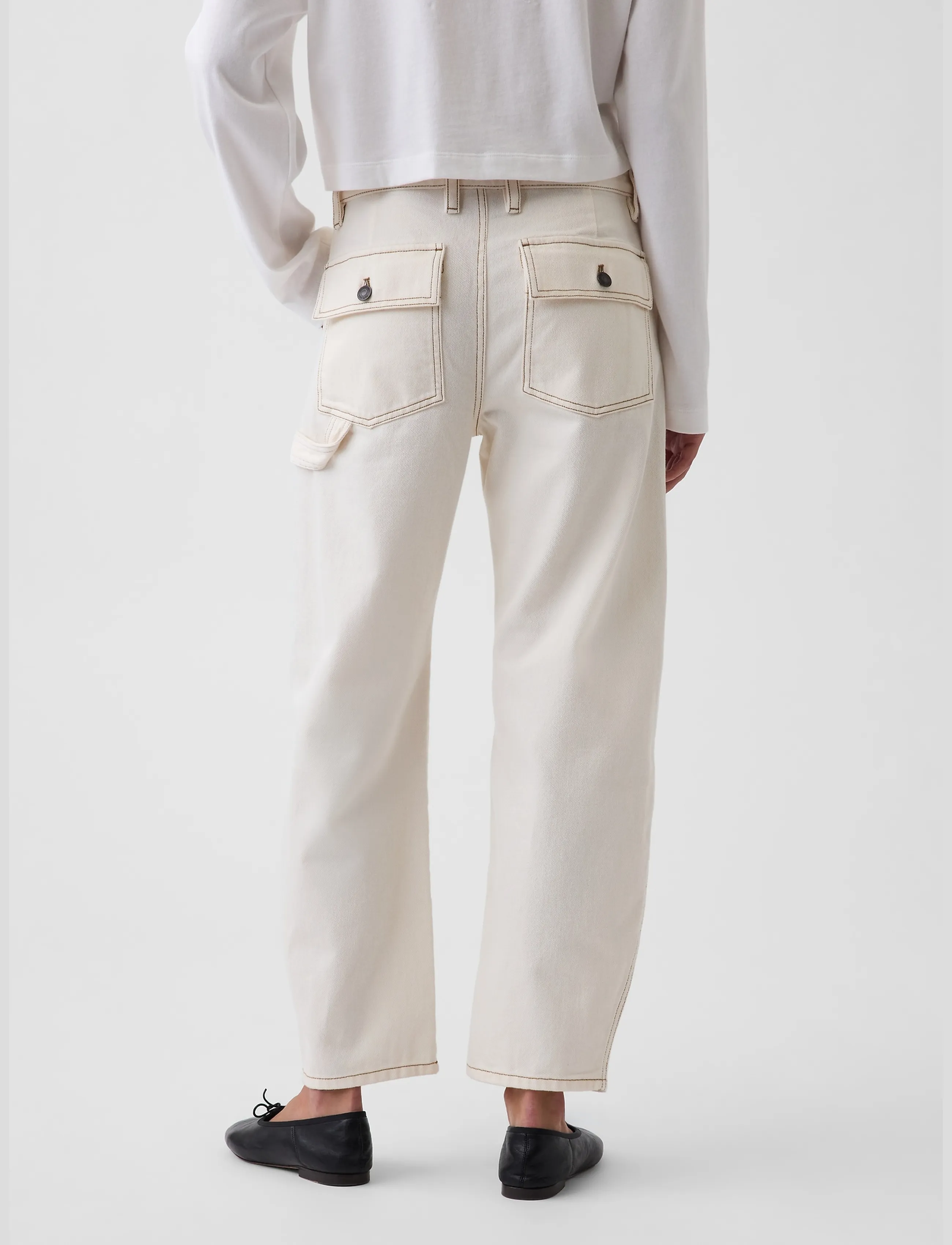 GAP - Mid Rise Barrel Utility Ankle Pants - barrel trousers - ivory frost - 3