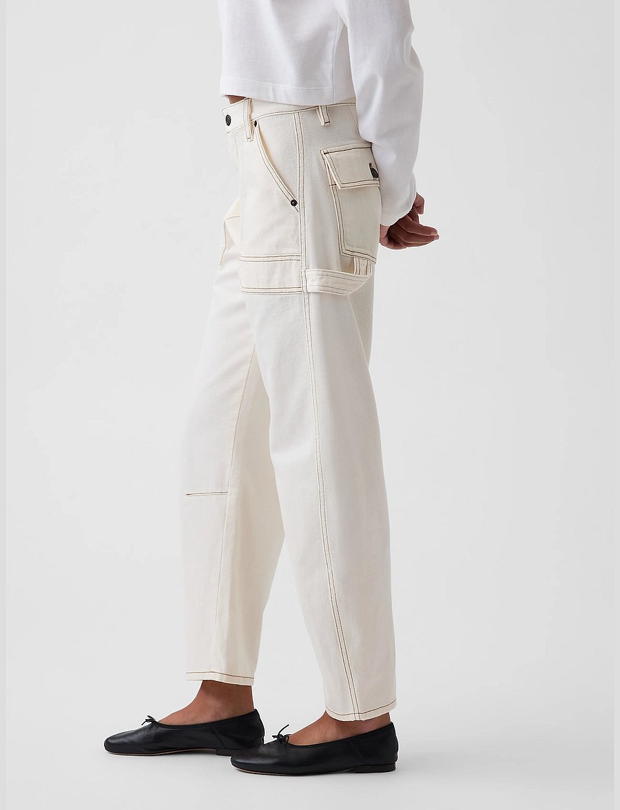 GAP - Mid Rise Barrel Utility Ankle Pants - barrelbyxor - ivory frost - 4