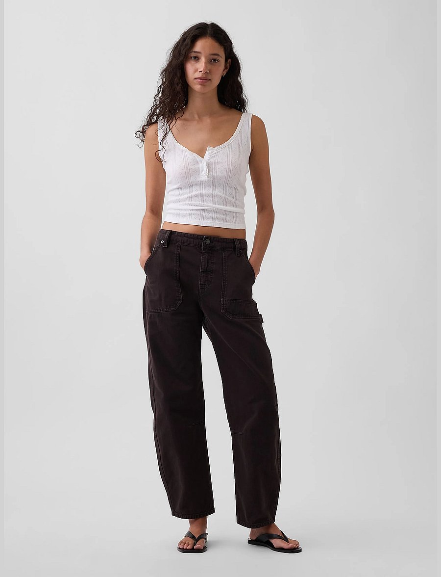 GAP - Mid Rise Barrel Utility Ankle Pants - barrelbyxor - terra brown - 0