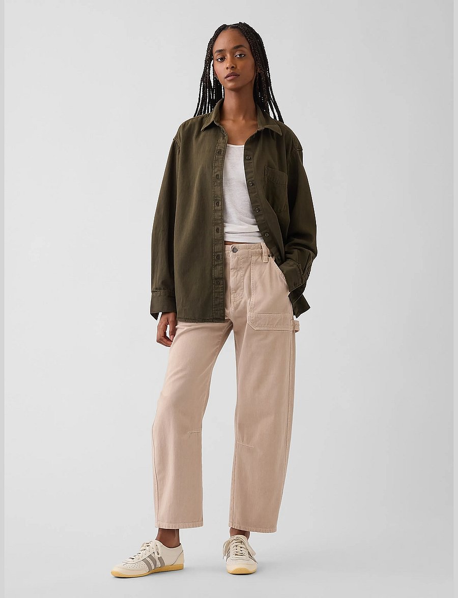 GAP - Mid Rise Barrel Utility Ankle Pants - barrelbyxor - wicker - 0