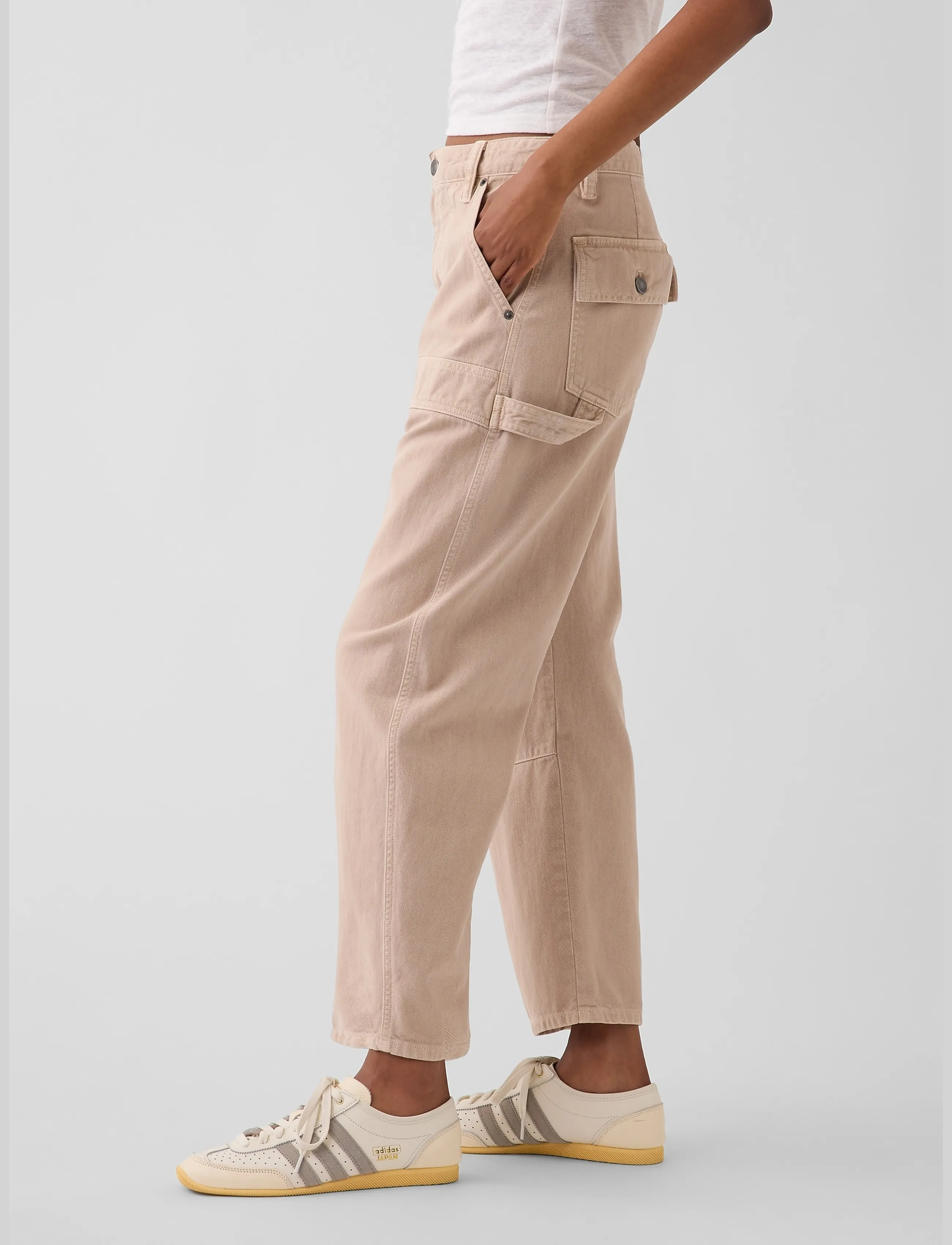 GAP - Mid Rise Barrel Utility Ankle Pants - barrelbyxor - wicker - 3