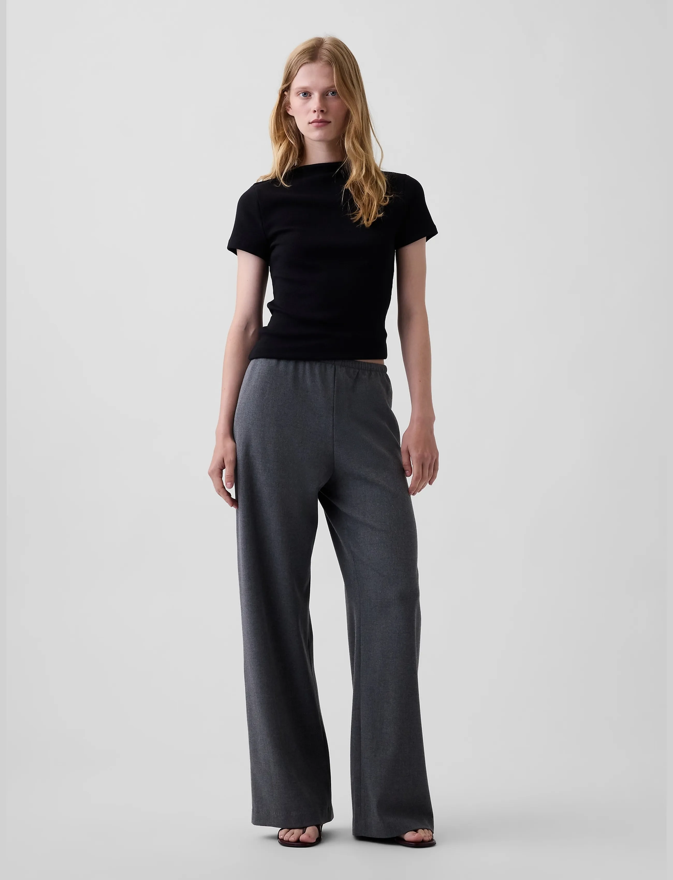 GAP Wide Leg Twill Bottoms from the GAP collection - Hosen - B65 DARK HEATHER GREY / grey