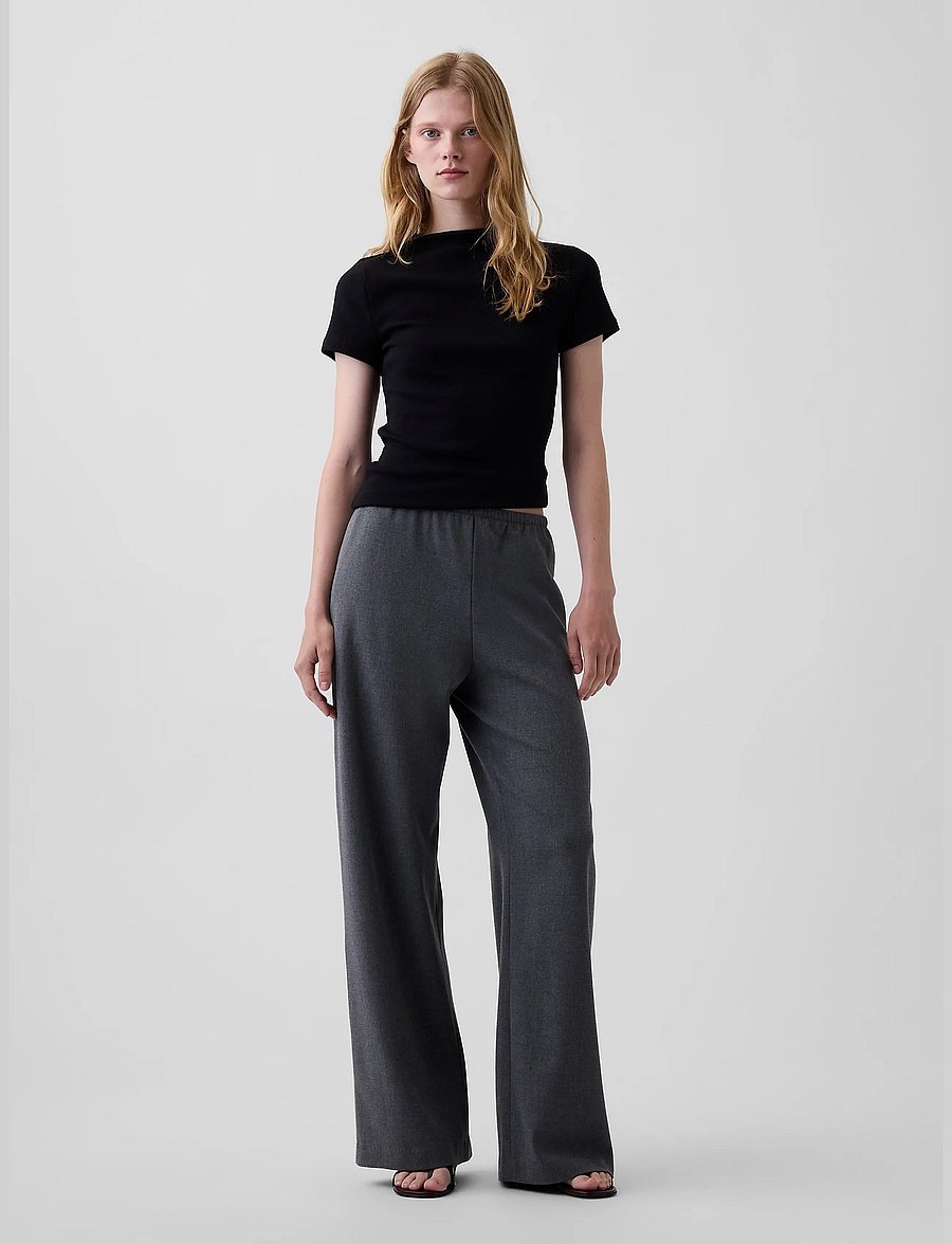 GAP - Wide Leg Twill Bottoms from the GAP collection - hosen mit weitem bein - b65 dark heather grey - 0