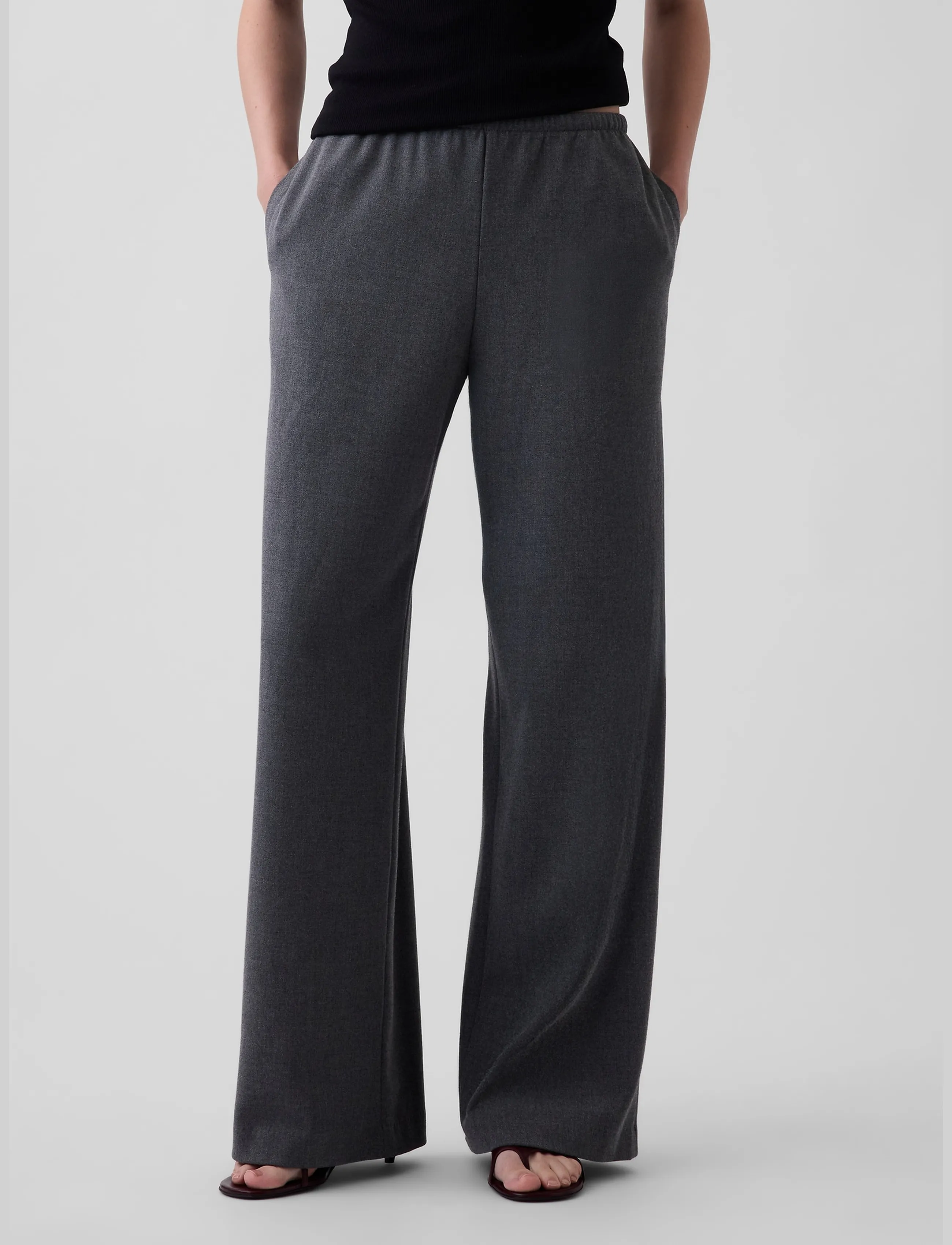 GAP - Wide Leg Twill Bottoms from the GAP collection - hosen mit weitem bein - b65 dark heather grey - 2