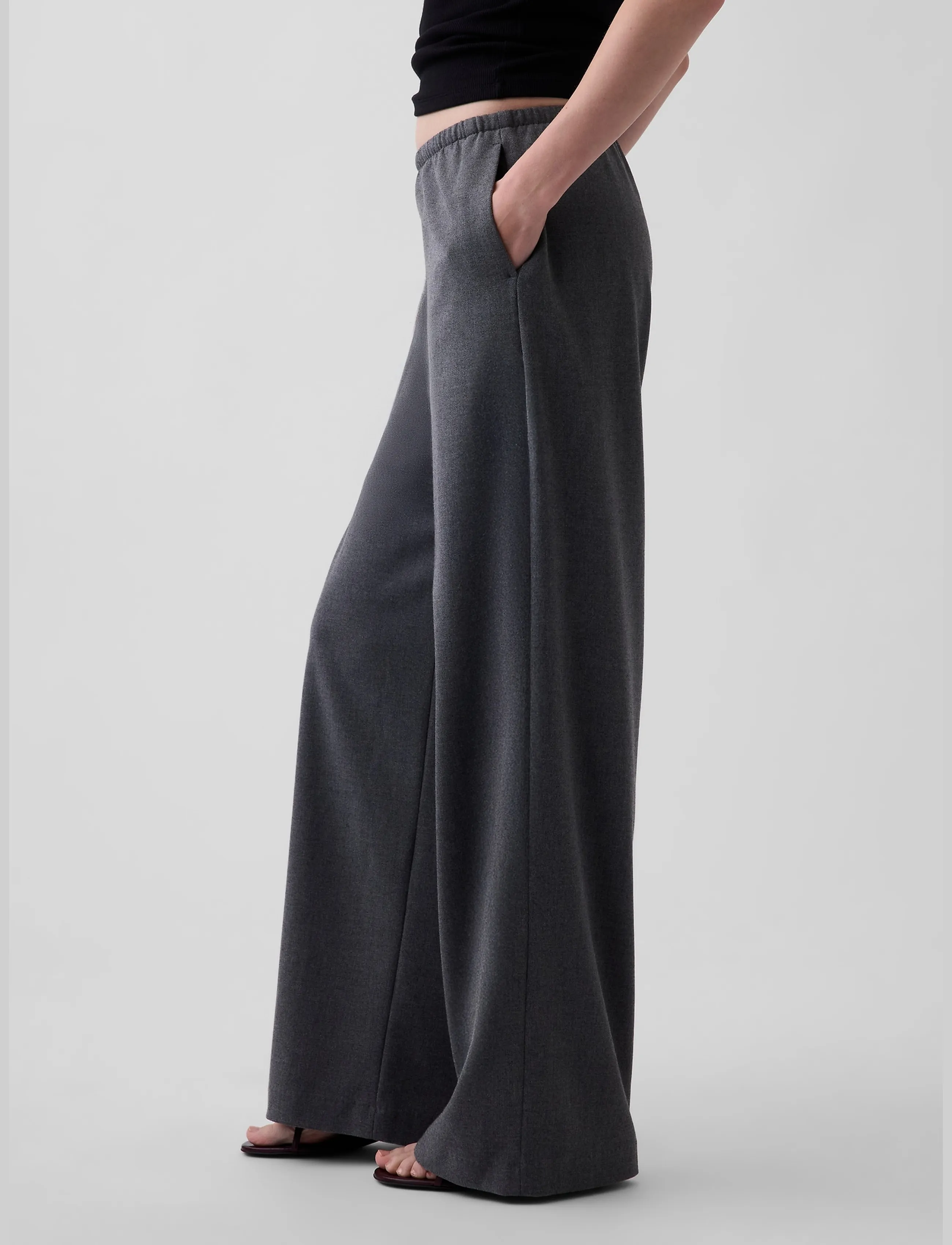GAP - Wide Leg Twill Bottoms from the GAP collection - hosen mit weitem bein - b65 dark heather grey - 3