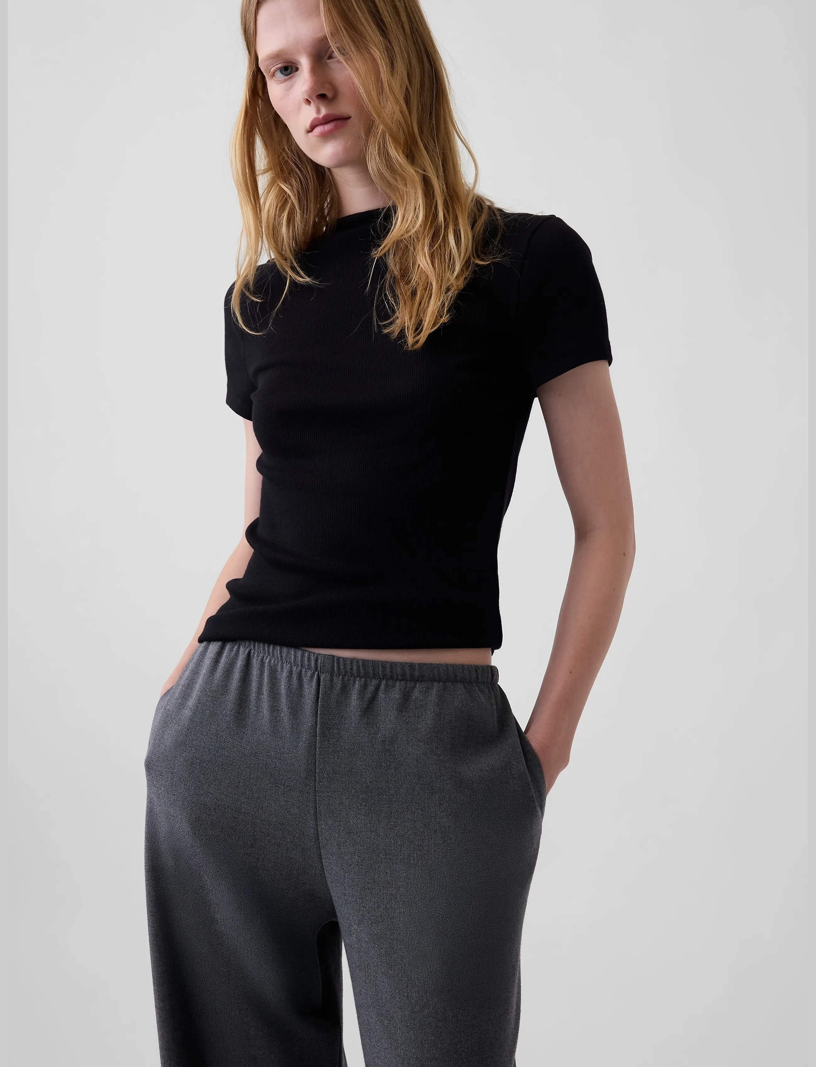 GAP - Wide Leg Twill Bottoms from the GAP collection - hosen mit weitem bein - b65 dark heather grey - 5