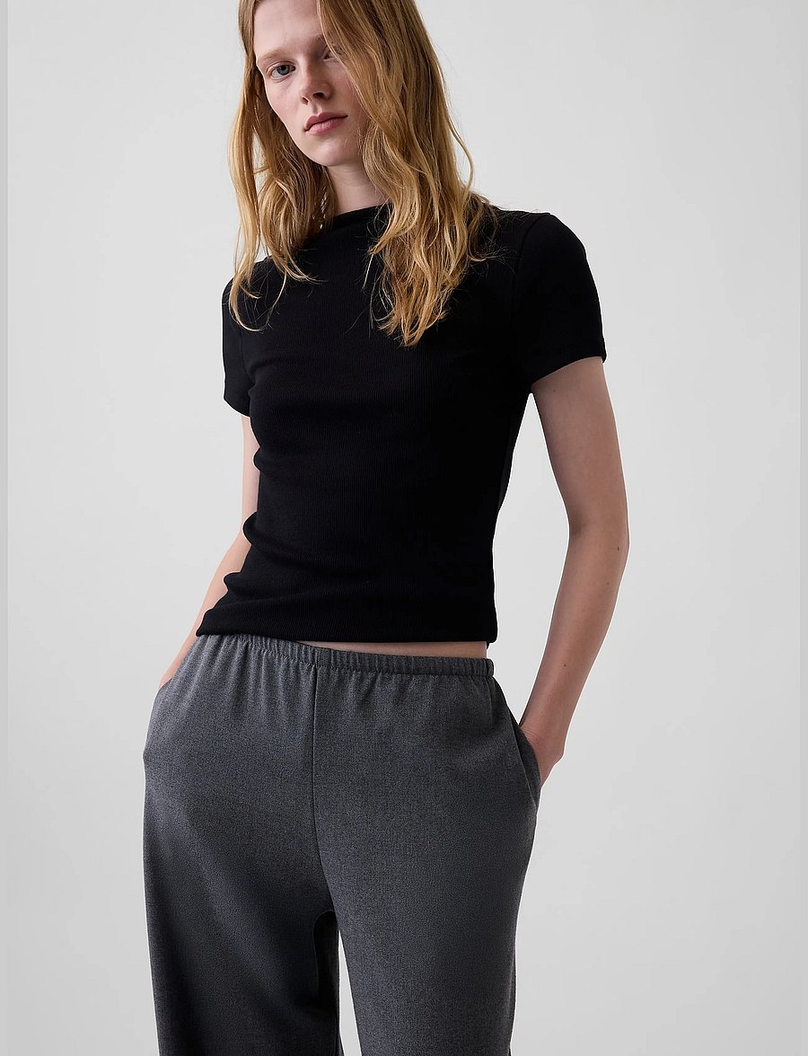 GAP - Wide Leg Twill Bottoms from the GAP collection - hosen mit weitem bein - b65 dark heather grey - 5