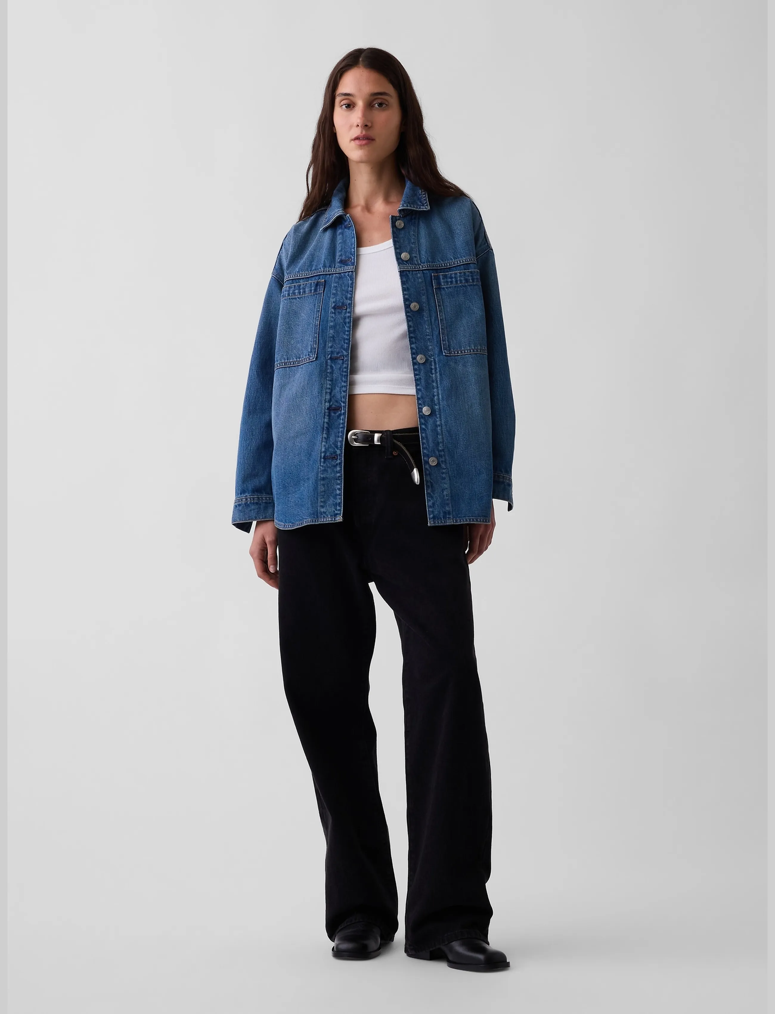 GAP - Denim Oversized Shirt Jacket from the GAP collection - medium wash - 2