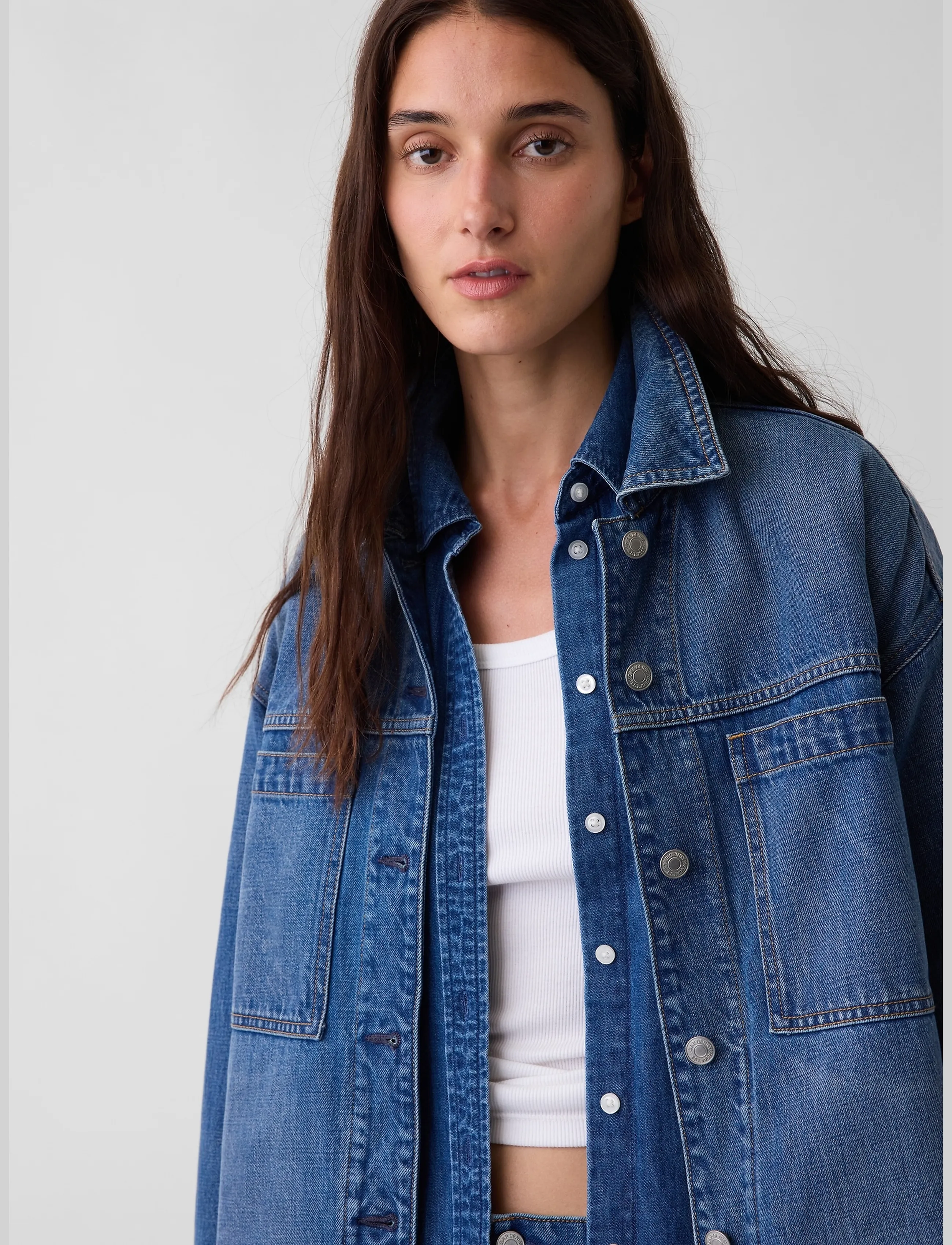 GAP - Denim Oversized Shirt Jacket from the GAP collection - medium wash - 4