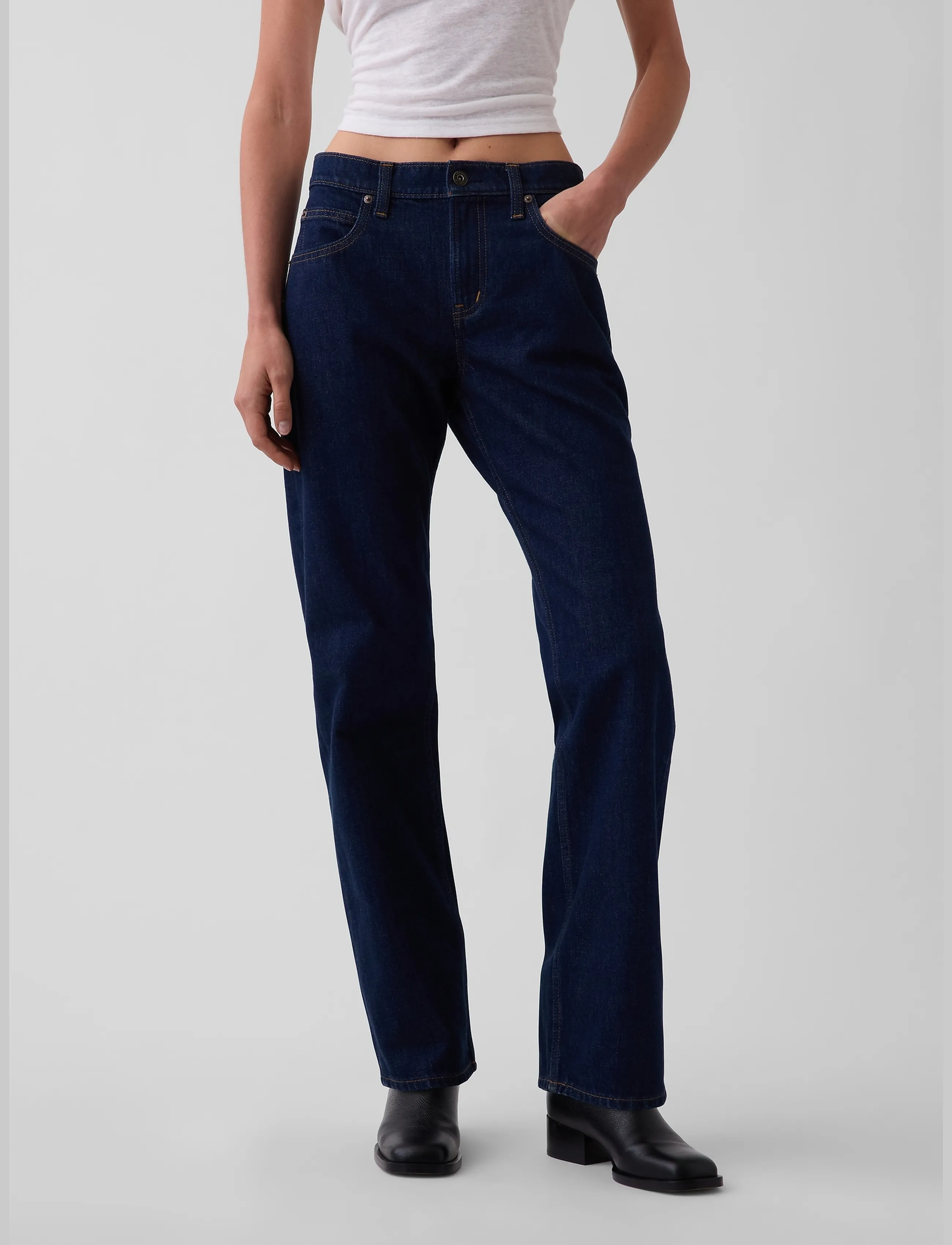 GAP - Mid Rise Straight Taper Jeans - tapered jeans - rinse wash - 2