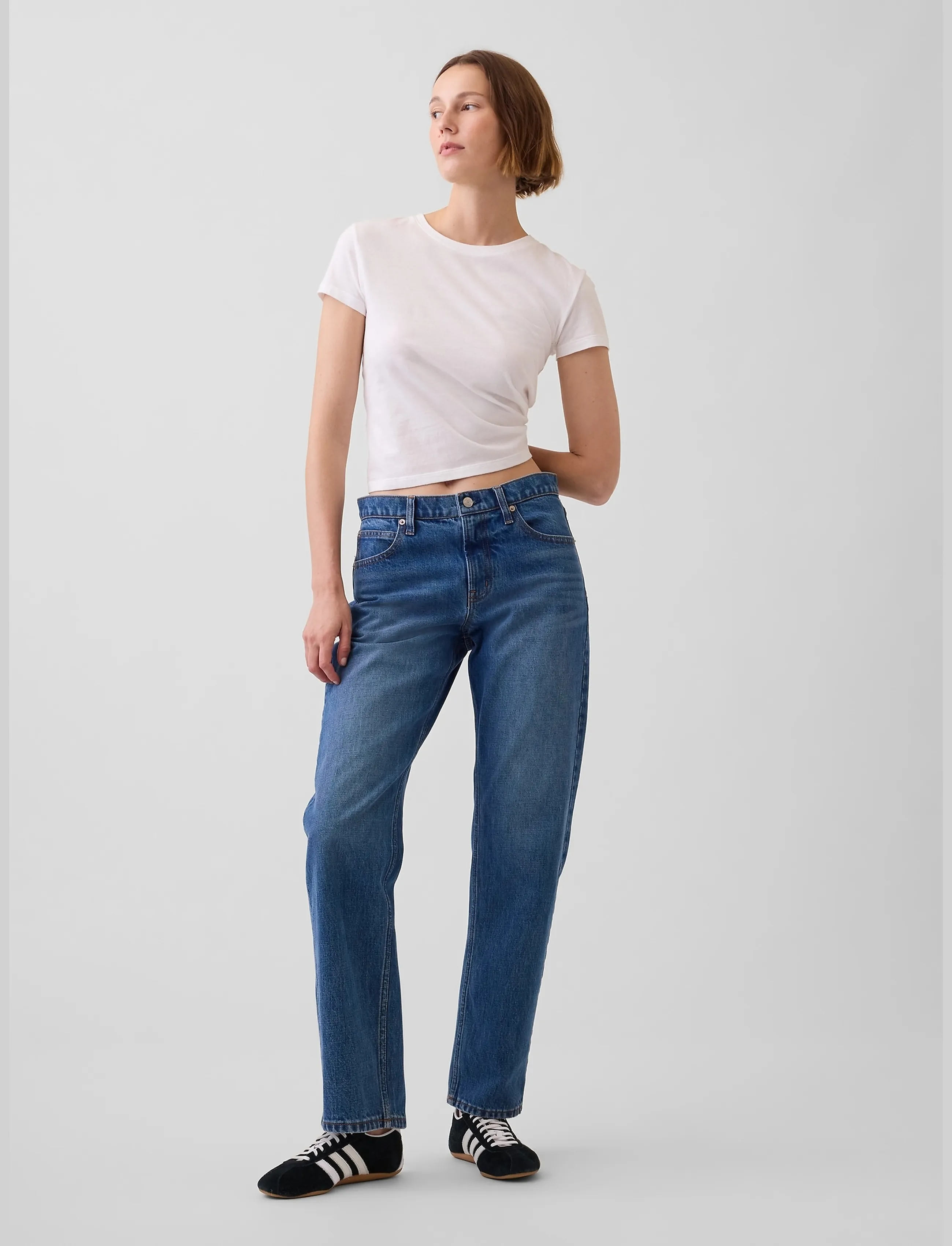 GAP Mid Rise Straight Taper Jeans - Jeans - MEDIUM WASH / blue