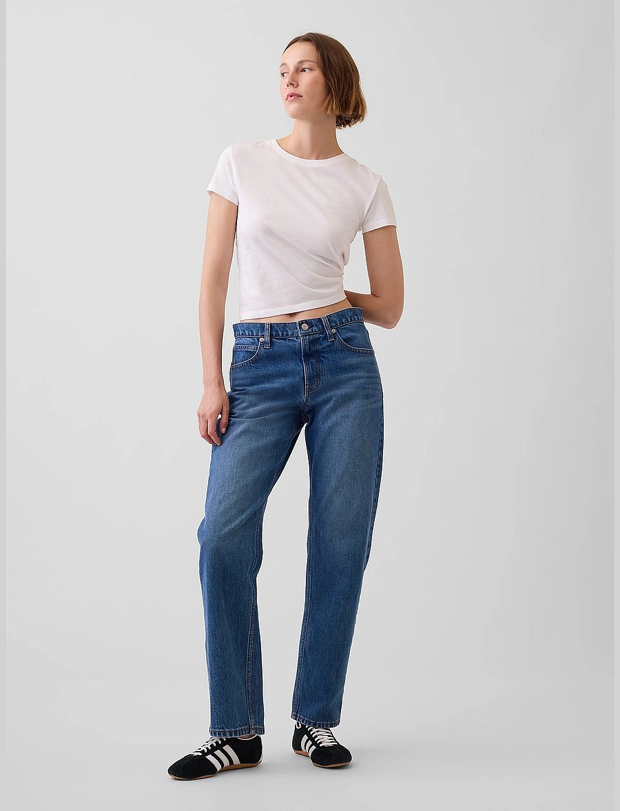 GAP - Mid Rise Straight Taper Jeans - medium wash - 0