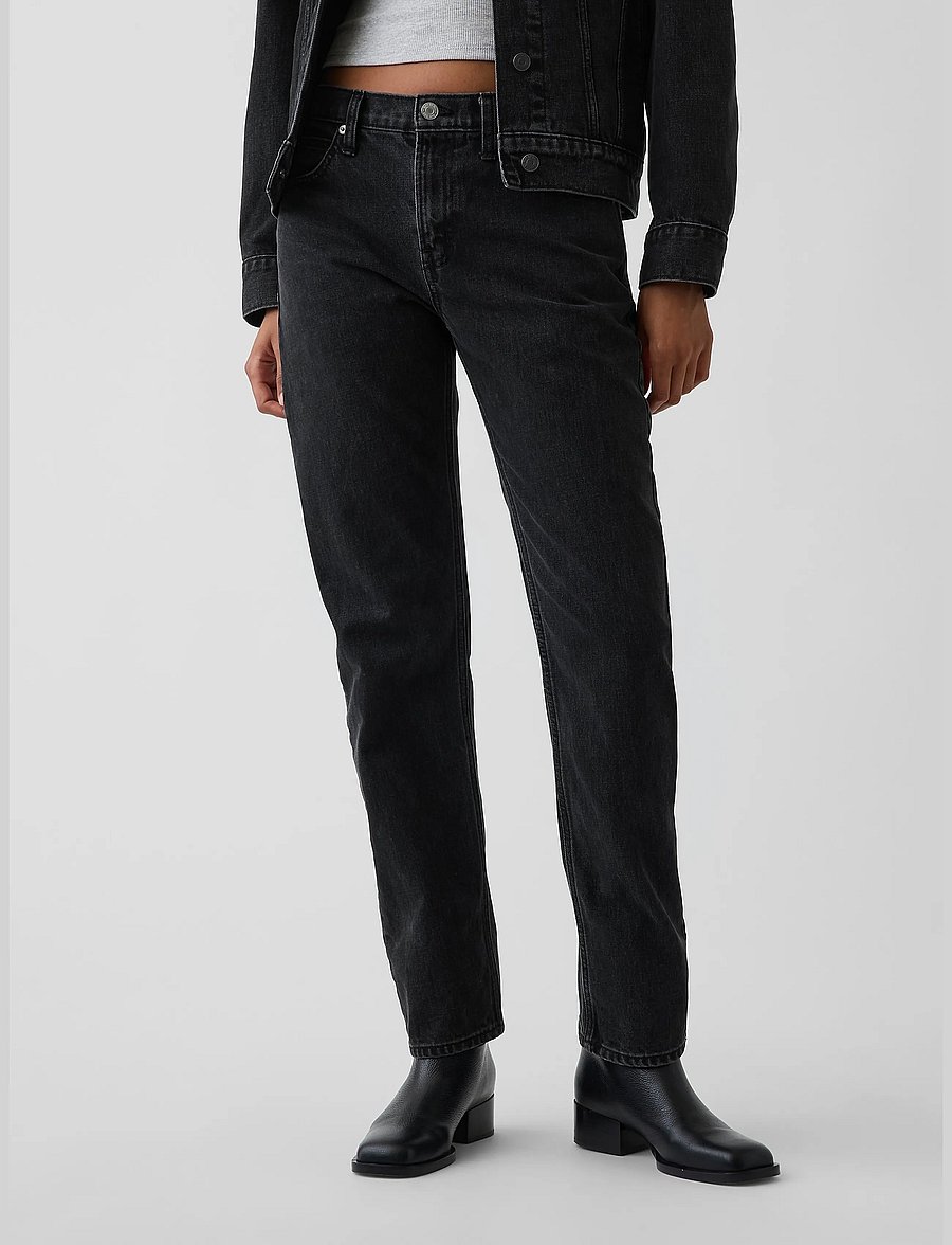 GAP - Mid Rise Straight Taper Jeans - alt kitsenevad teksad - black wash - 2
