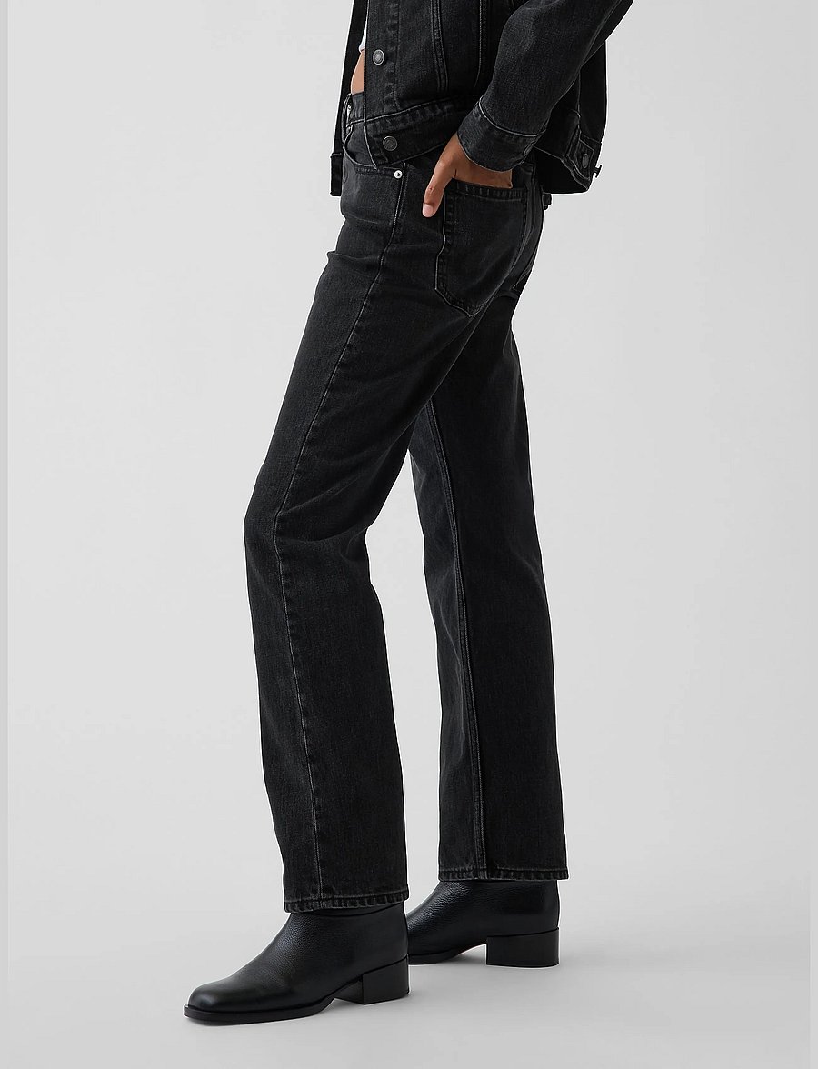 GAP - Mid Rise Straight Taper Jeans - alt kitsenevad teksad - black wash - 3
