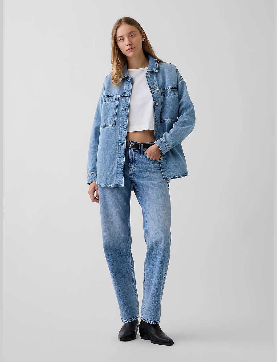 GAP - Mid Rise Straight Taper Jeans - tapered jeans - light wash - 0