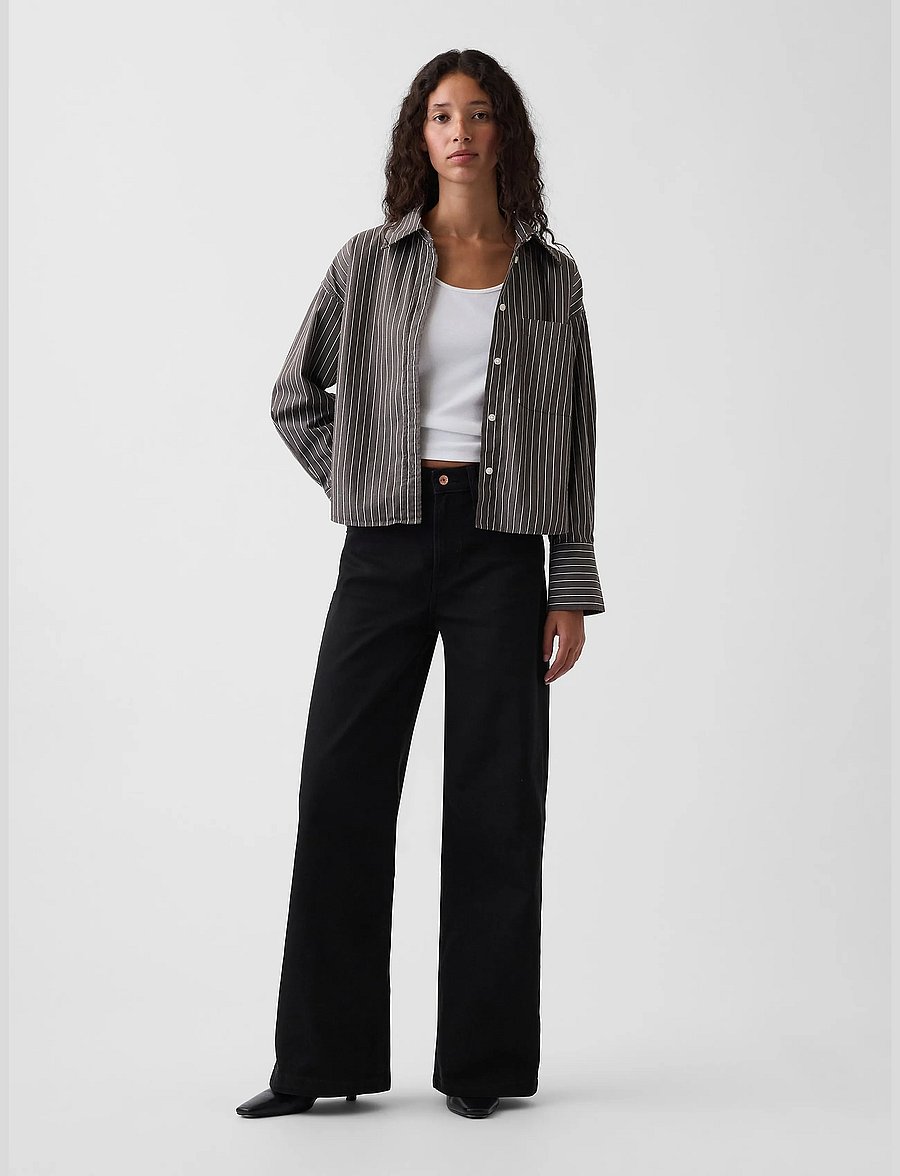 GAP - High-Rise Stride Jeans from the GAP collection - hosen mit weitem bein - absolute black - 0