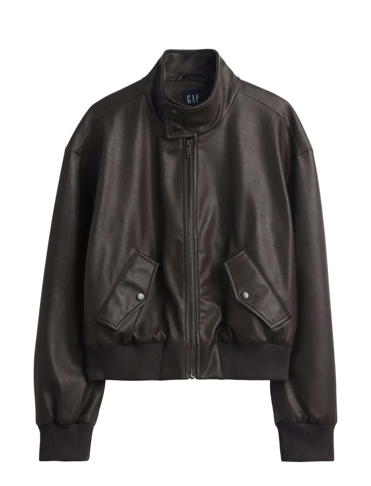 GAP - Cropped Leather Bomber Jacket
