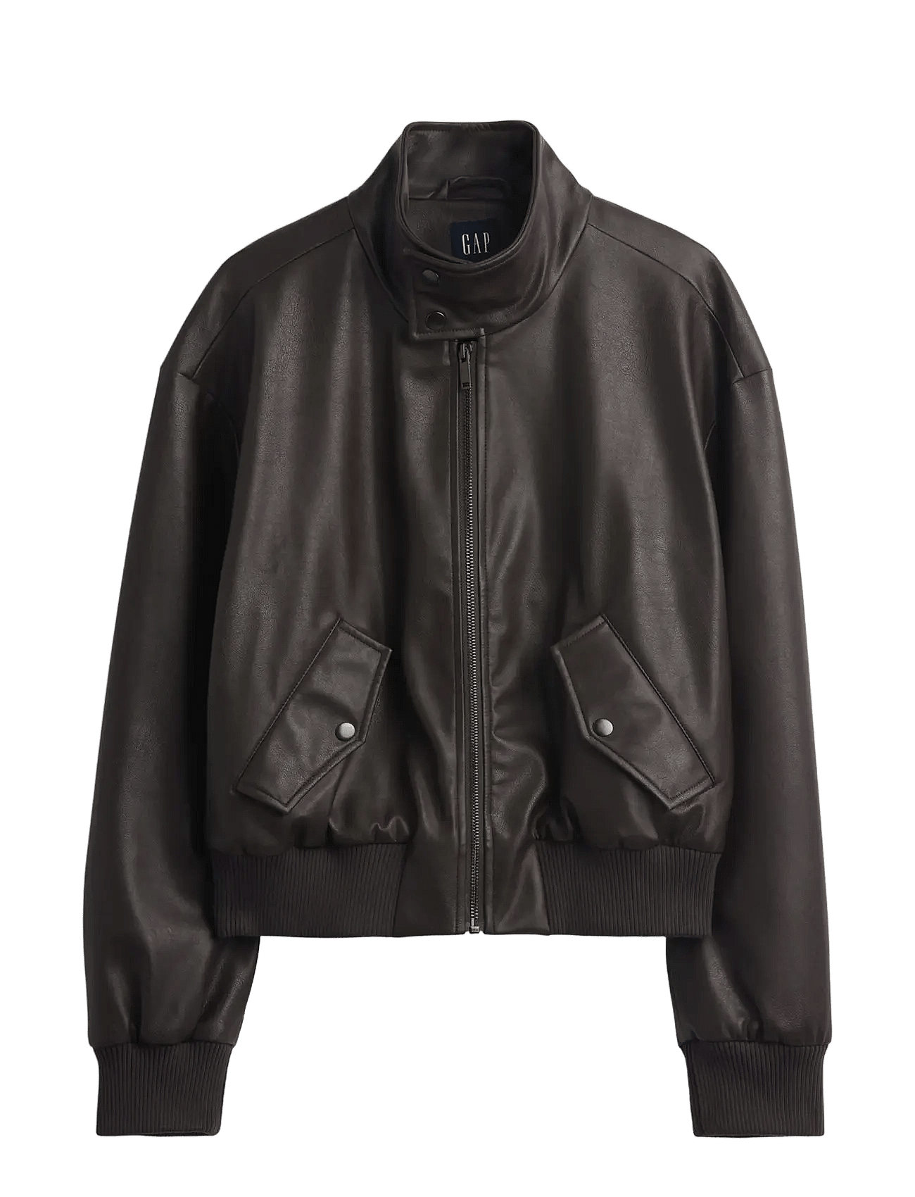 GAP - Cropped Leather Bomber Jacket