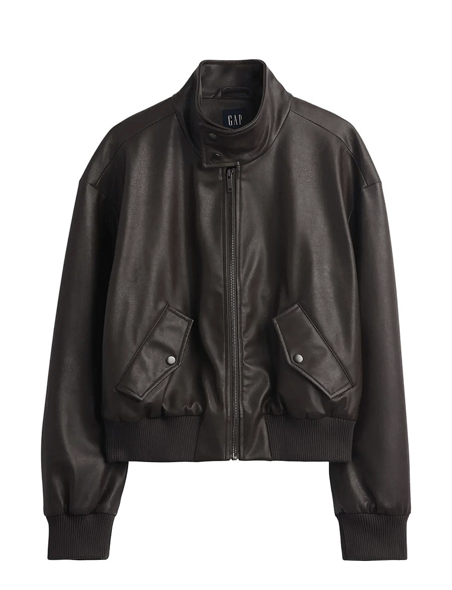 GAP - Cropped Leather Bomber Jacket from the GAP collection - leichte jacken - dark brown 1 - 1
