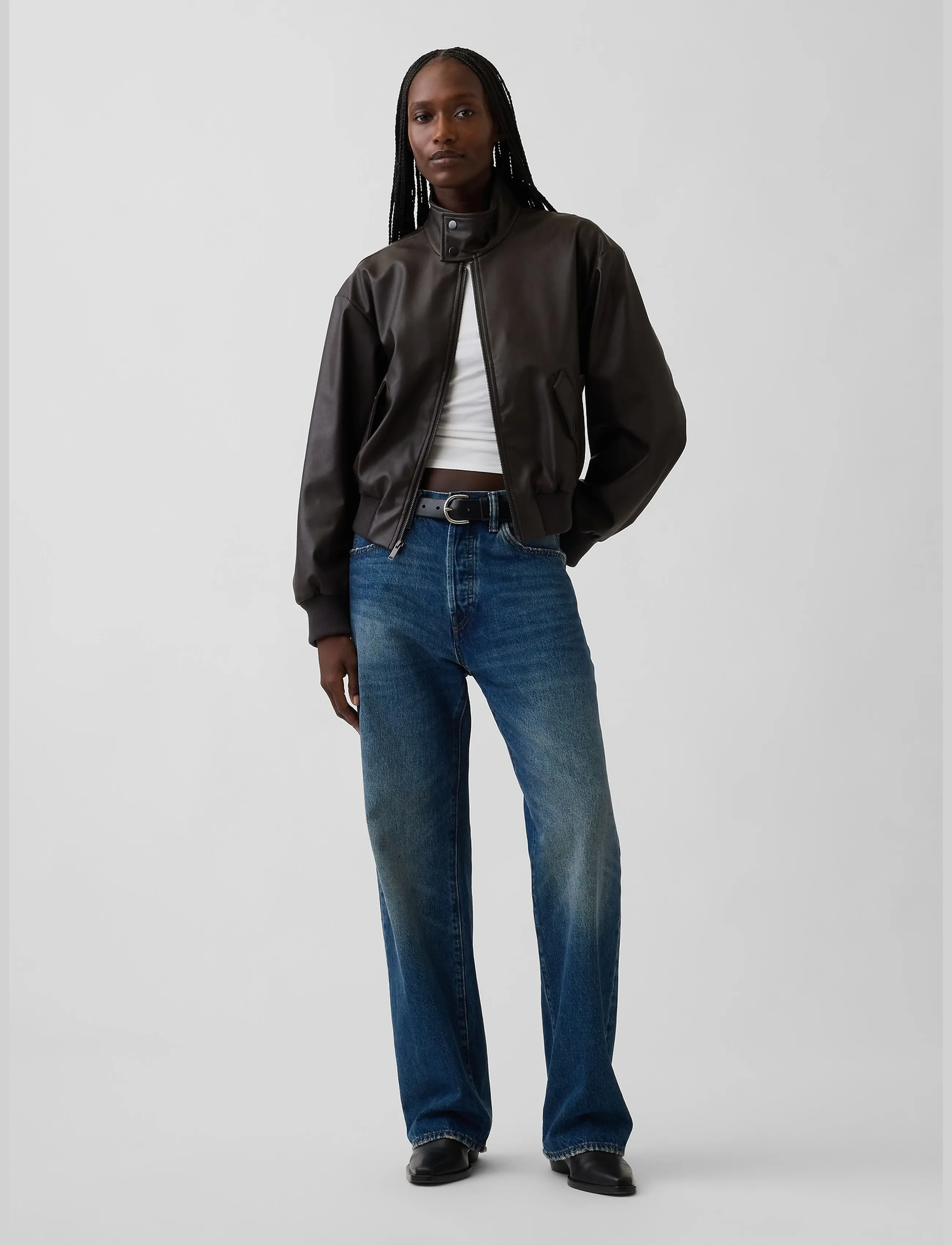 GAP Cropped Leather Bomber Jacket from the GAP collection - Jacken - DARK BROWN 1 / brown