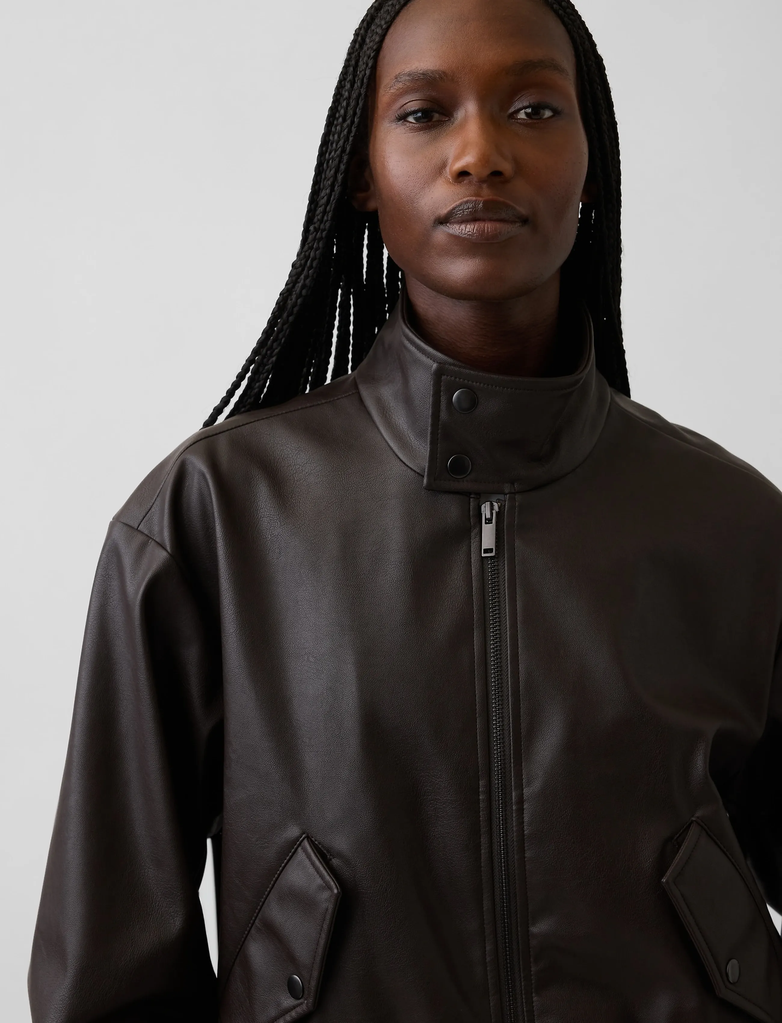 GAP - Cropped Leather Bomber Jacket from the GAP collection - leichte jacken - dark brown 1 - 2