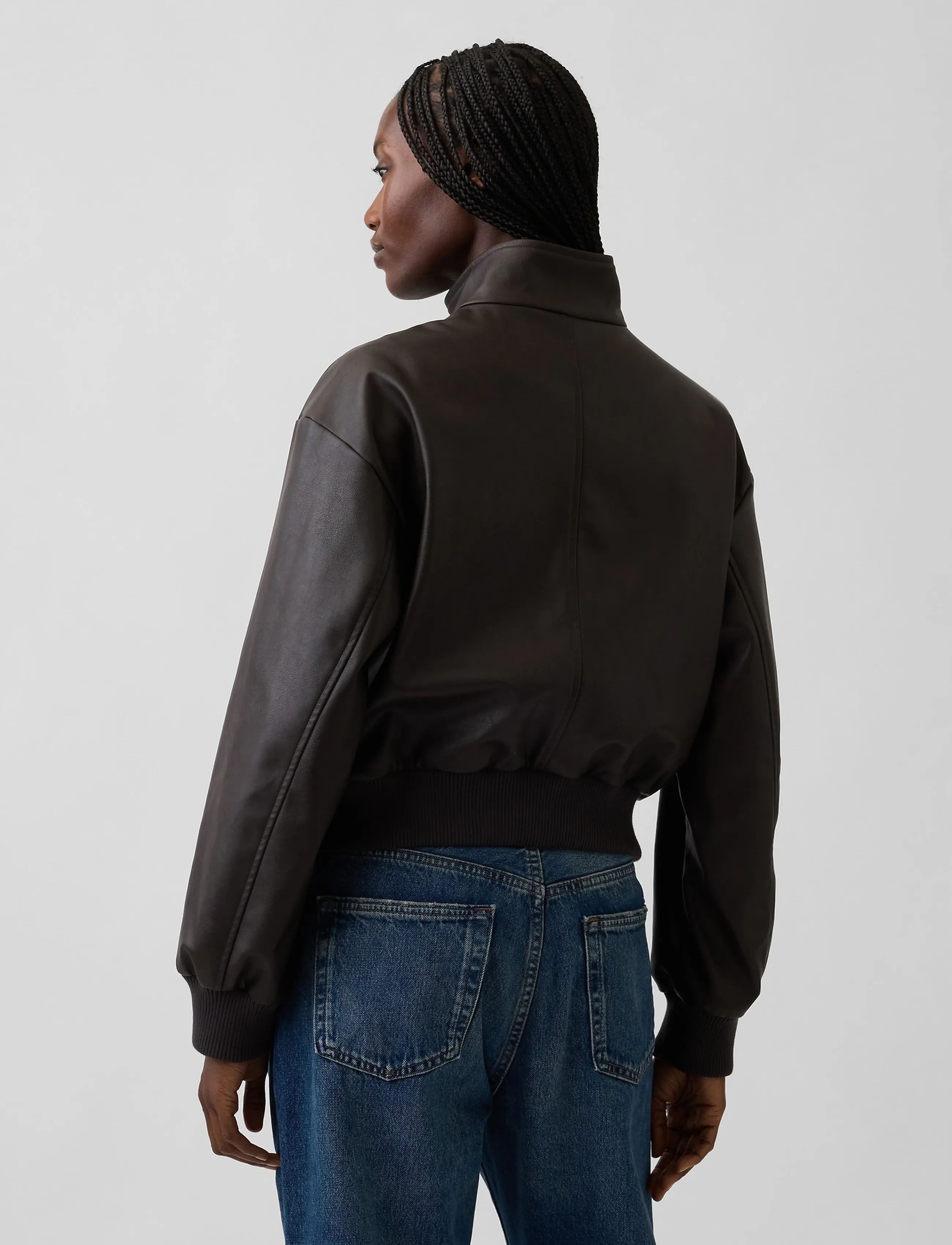 GAP - Cropped Leather Bomber Jacket from the GAP collection - leichte jacken - dark brown 1 - 3