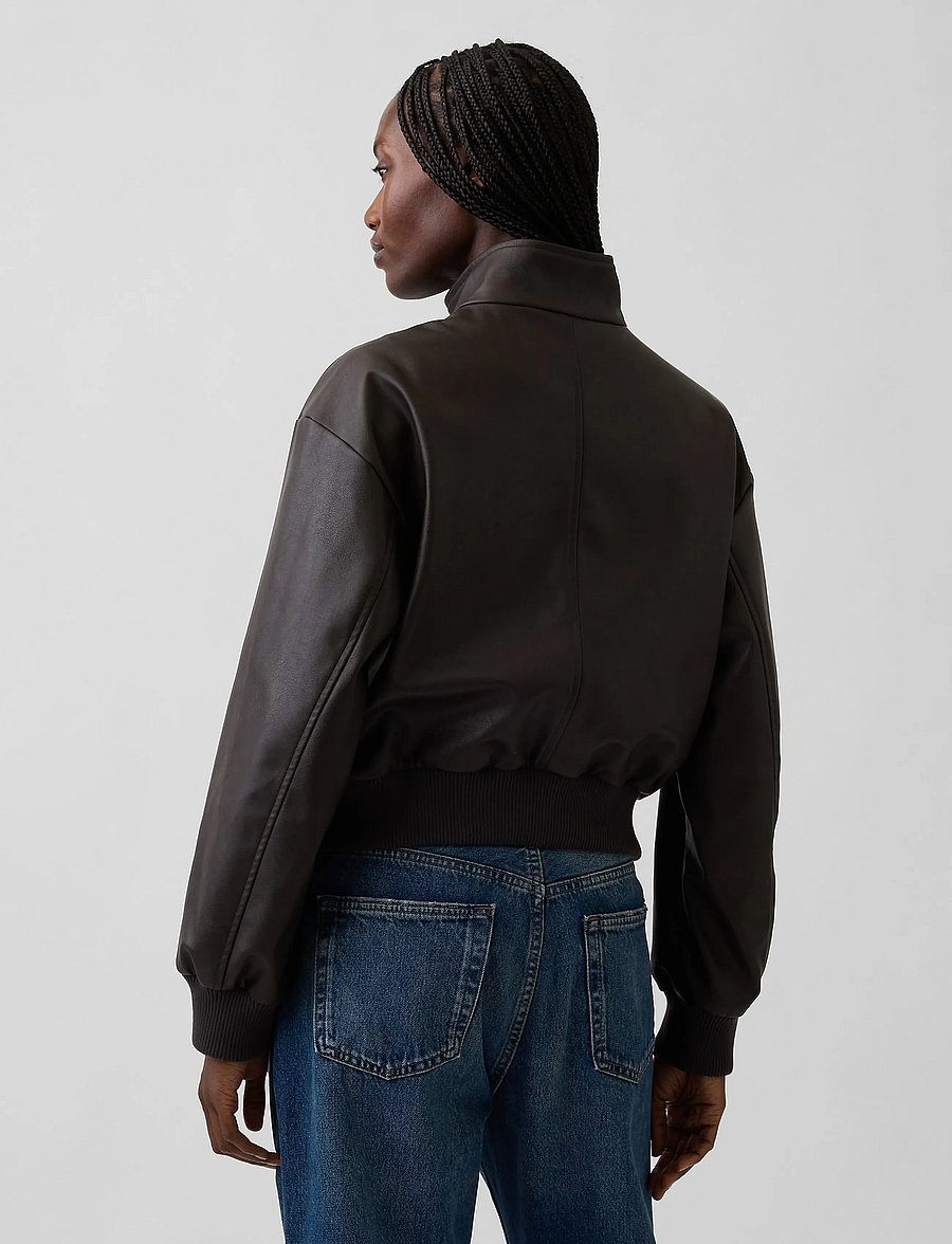 GAP - Cropped Leather Bomber Jacket from the GAP collection - leichte jacken - dark brown 1 - 3