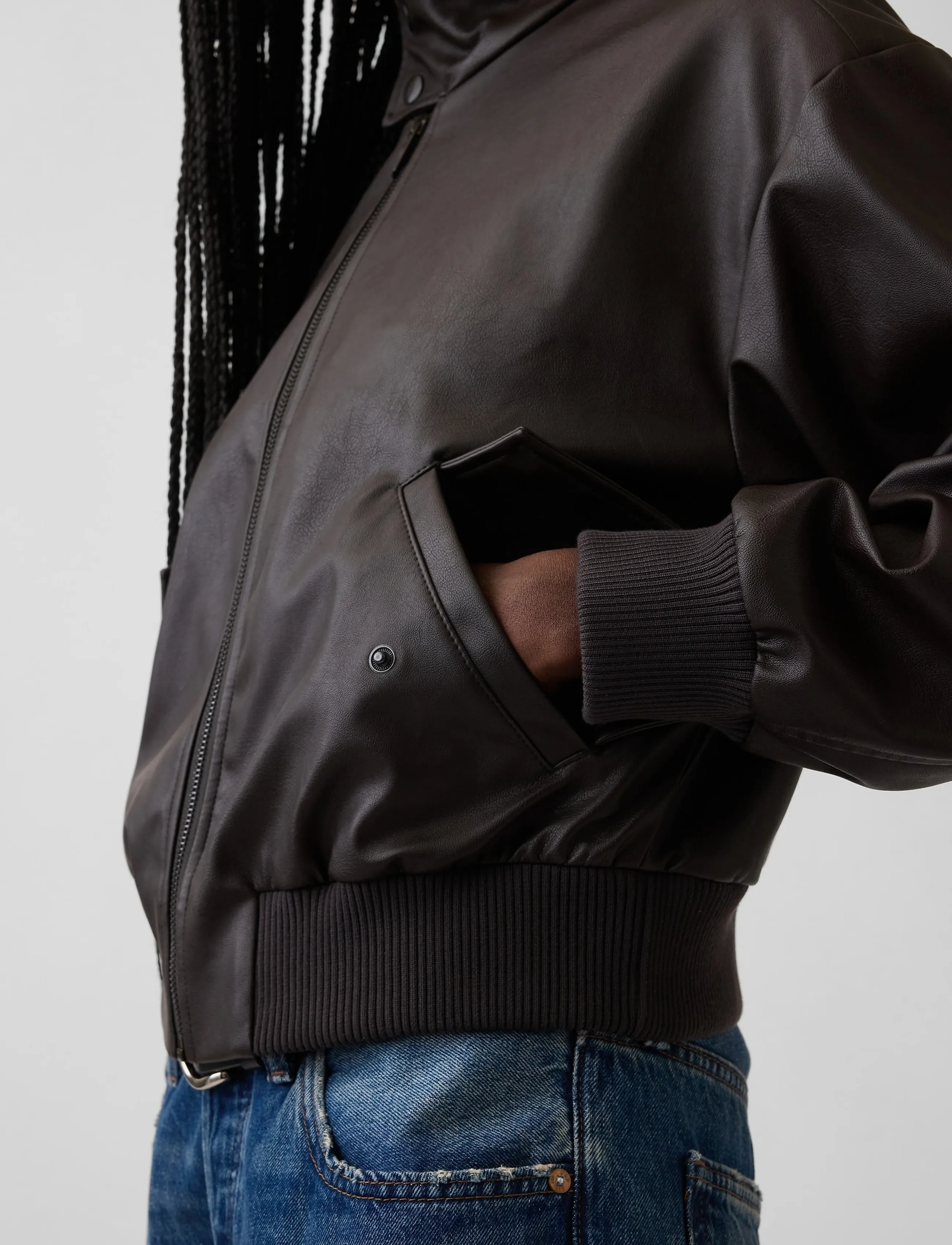 GAP - Cropped Leather Bomber Jacket from the GAP collection - leichte jacken - dark brown 1 - 4