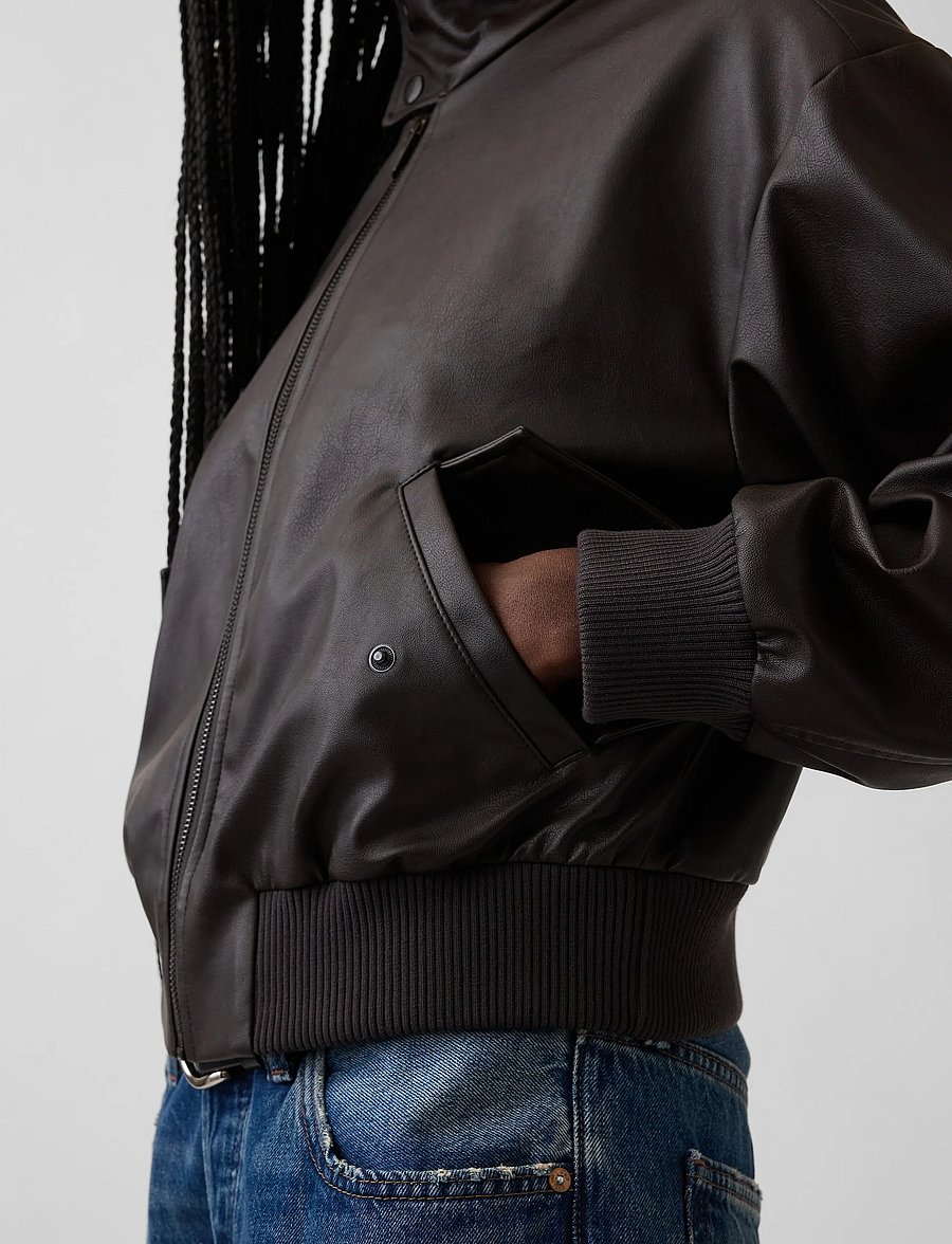 GAP - Cropped Leather Bomber Jacket from the GAP collection - leichte jacken - dark brown 1 - 4