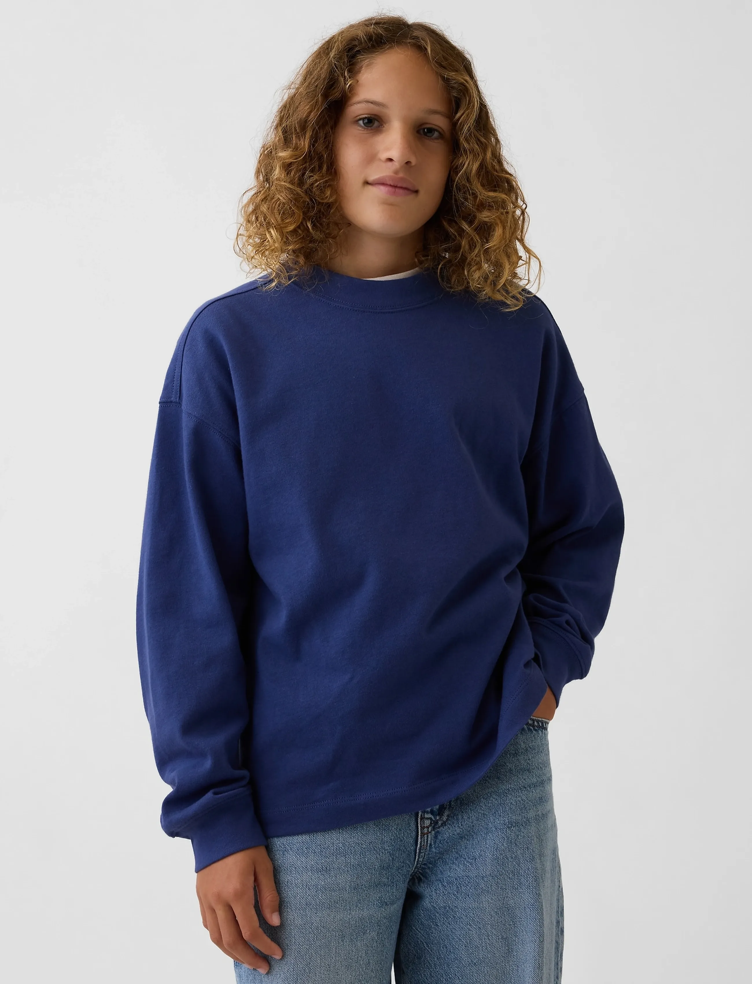 GAP - Kids Heavyweight Oversized T-Shirt from the GAP collection - langärmelig - dutch blue - 2