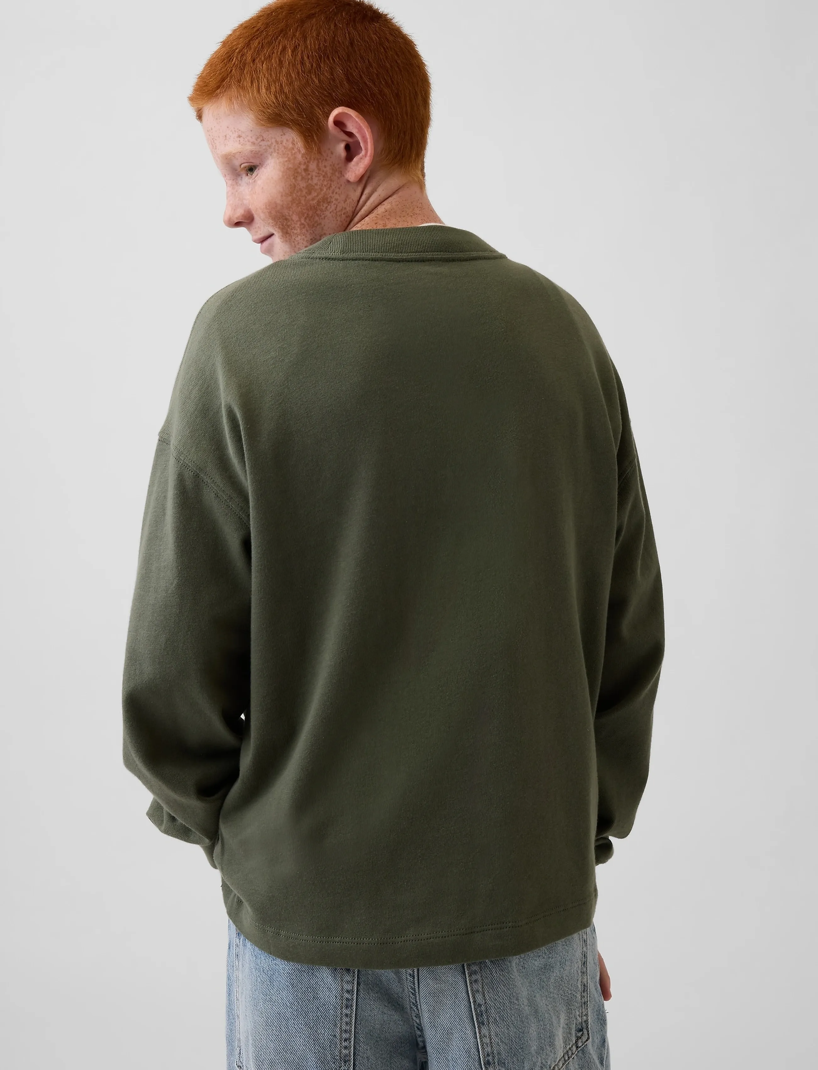 GAP - Kids Heavyweight Oversized T-Shirt from the GAP collection - langärmelig - tweed green - 2