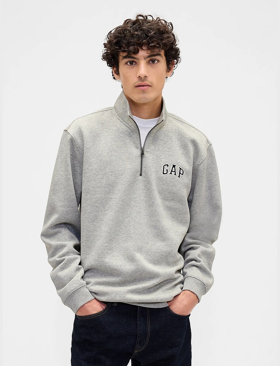 GAP - Relaxed Gap Logo Quarter-Zip Sweatshirt - light heather grey b08 - 0