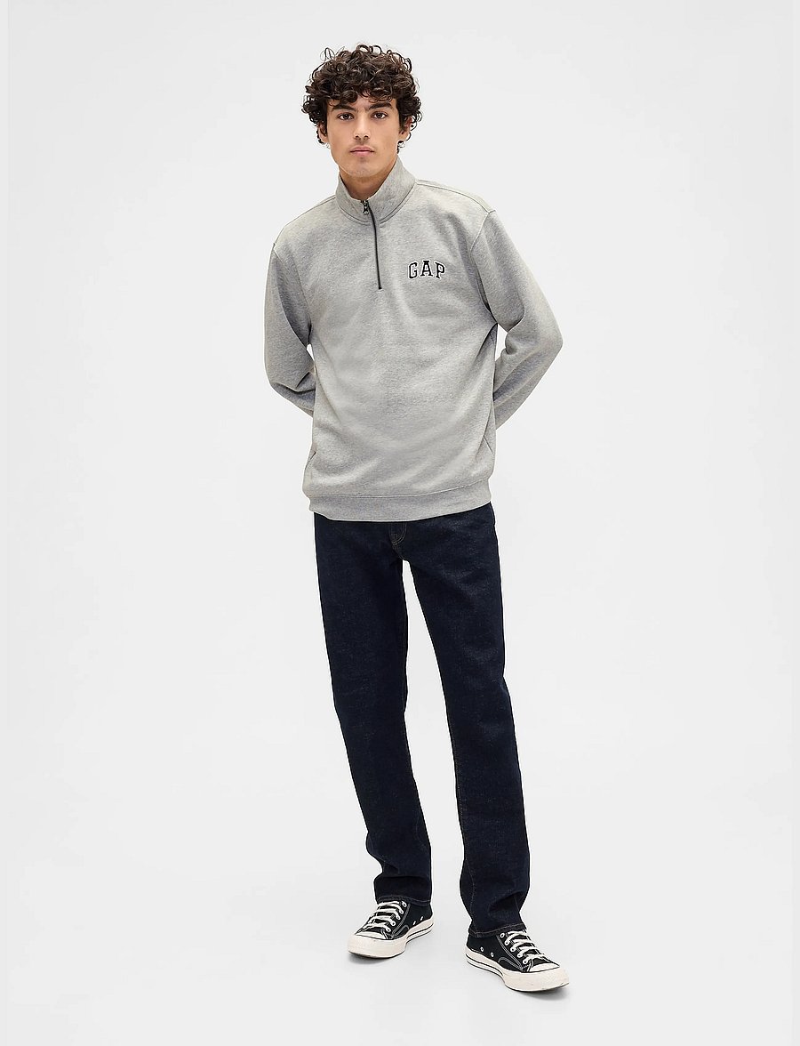 GAP - Relaxed Gap Logo Quarter-Zip Sweatshirt - light heather grey b08 - 3