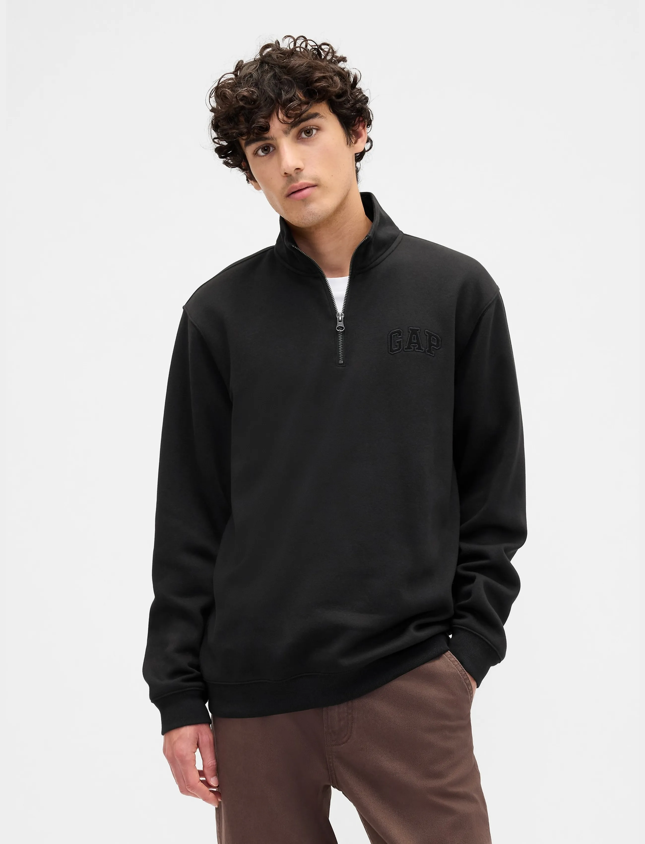 GAP Relaxed Gap Logo Quarter-Zip Sweatshirt - Sweatshirts & Hoodies - MOONLESS NIGHT / black