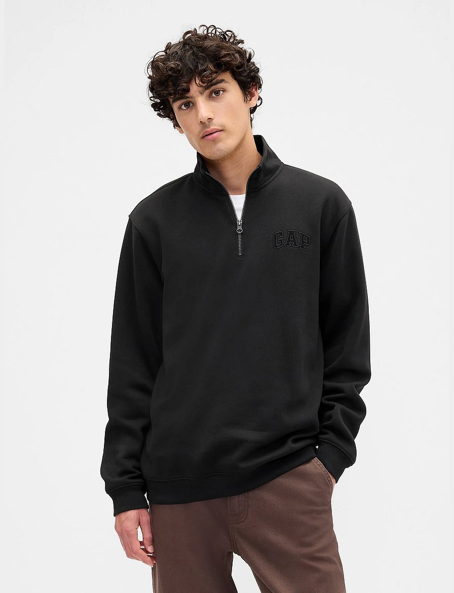 GAP - Relaxed Gap Logo Quarter-Zip Sweatshirt - moonless night - 0