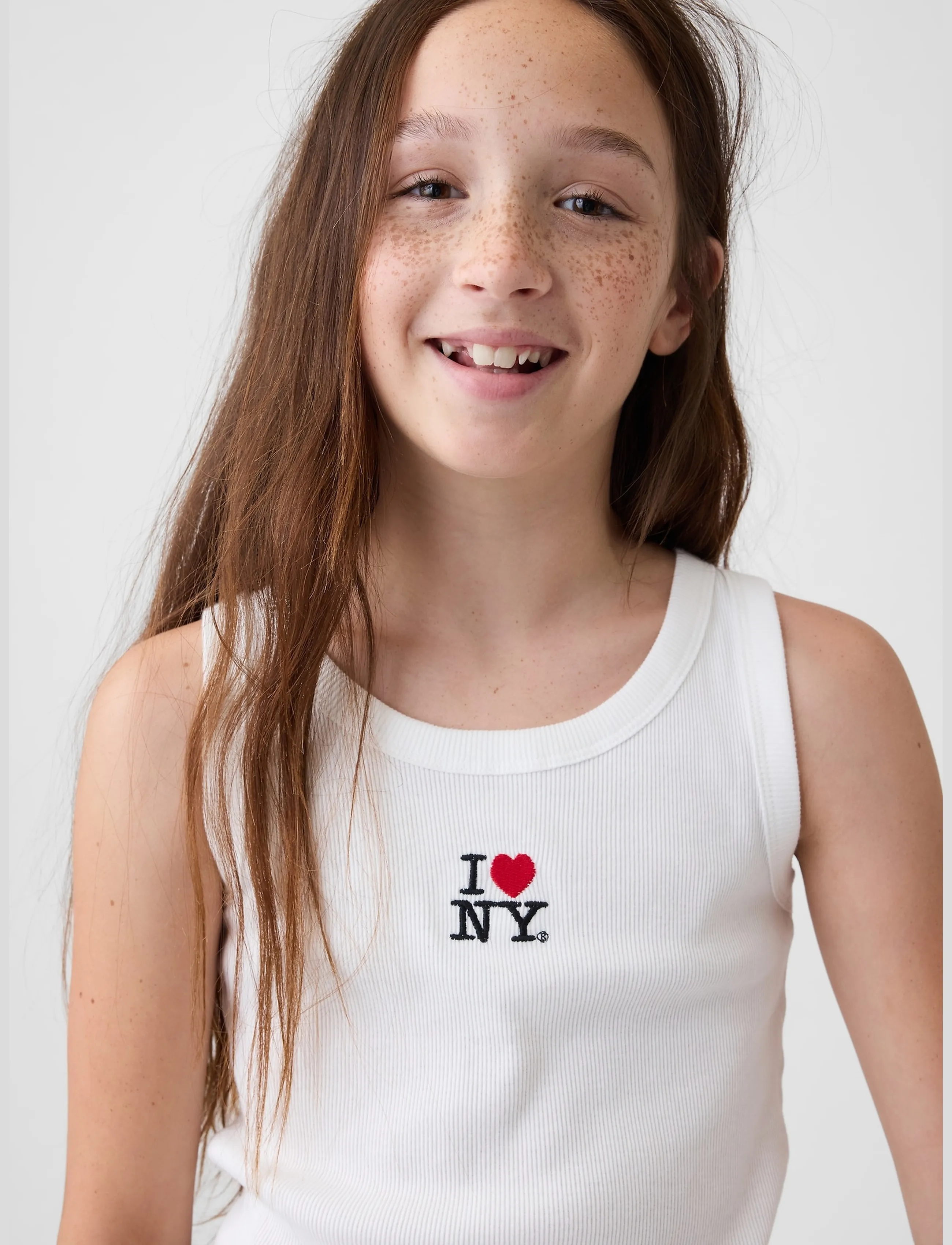 GAP Kids I Heart NY Rib Tank Top - Topid - NEW OFF WHITE / white