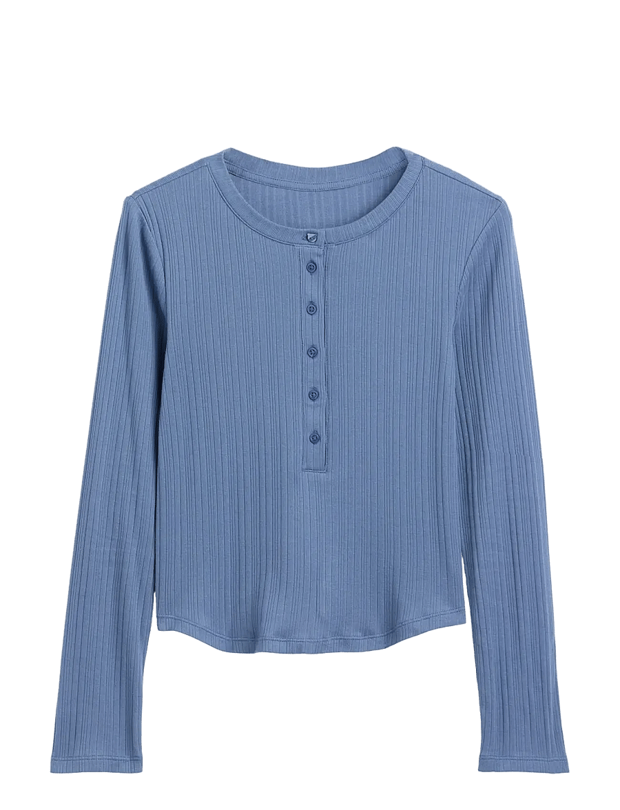GAP - Rib Henley T-Shirt from the GAP collection - langärmelig - bainbridge blue - 1