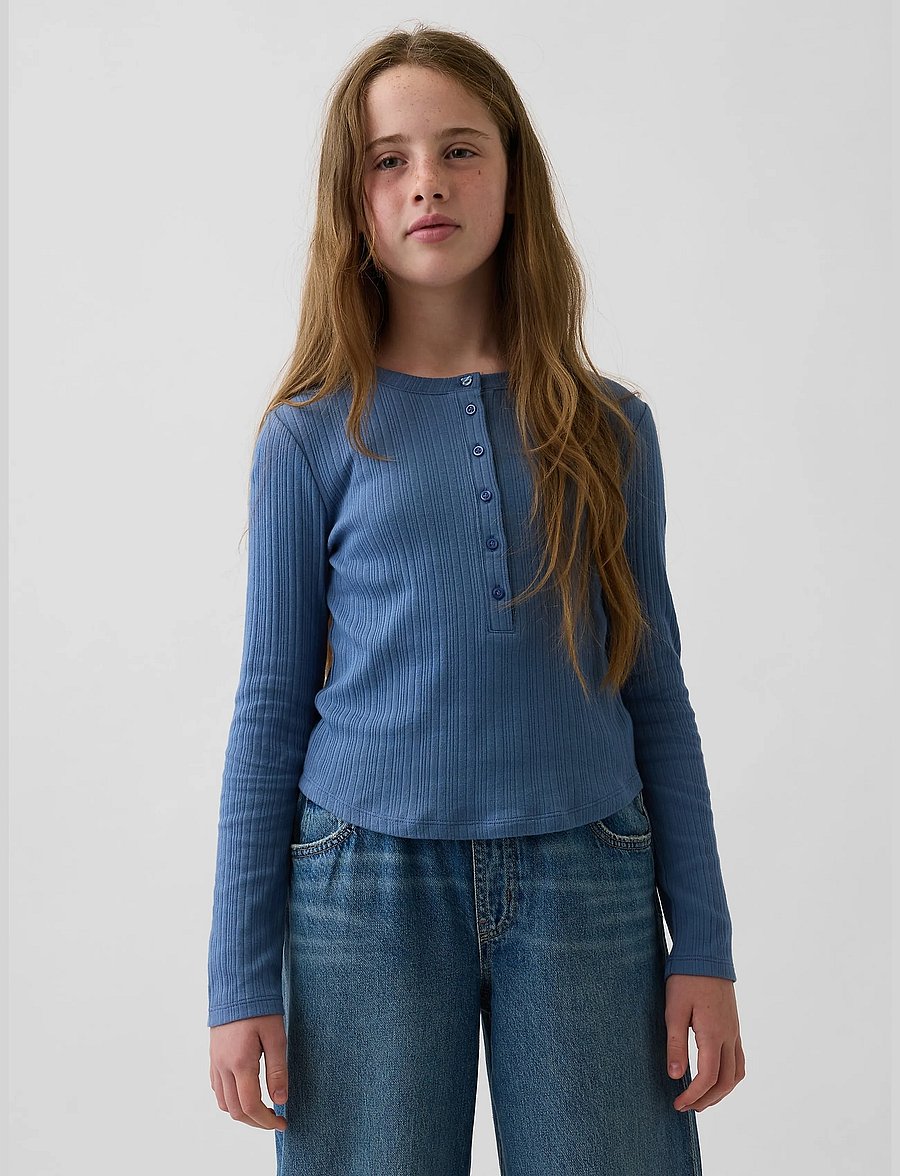 GAP - Rib Henley T-Shirt from the GAP collection - langärmelig - bainbridge blue - 0