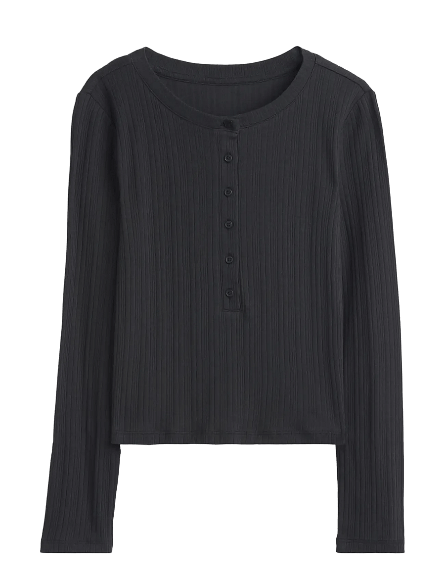 GAP - Rib Henley T-Shirt from the GAP collection - långärmade t-shirts - moonless night - 1