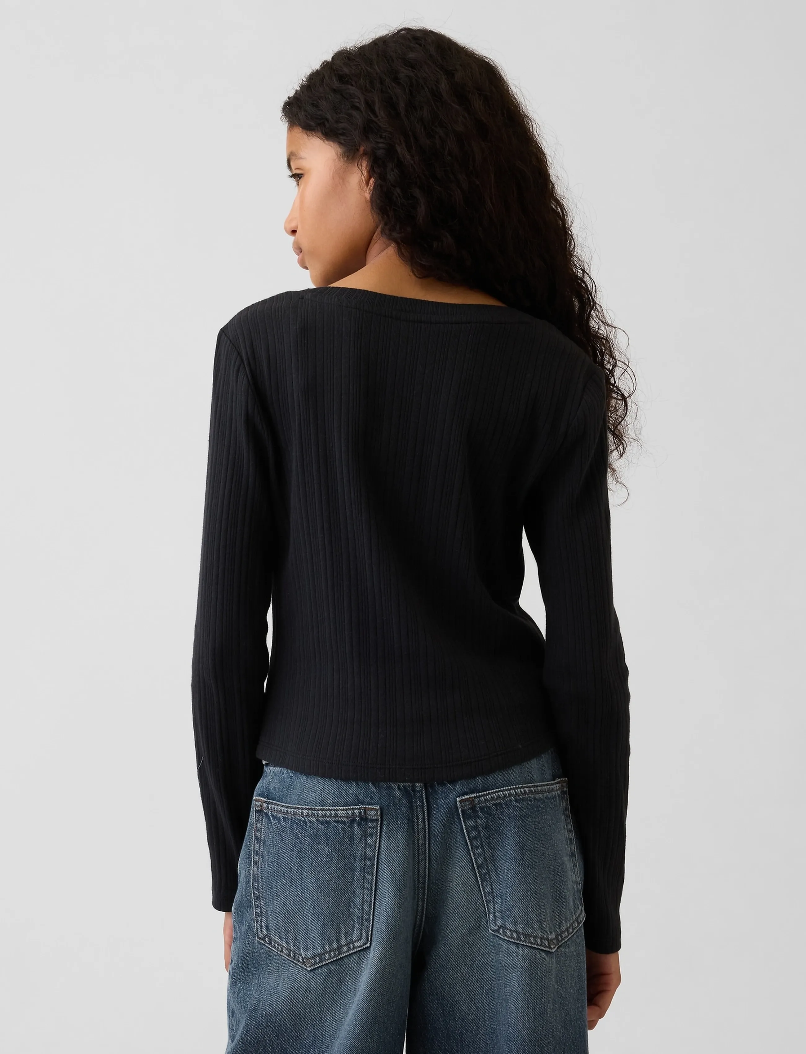 GAP - Rib Henley T-Shirt from the GAP collection - long-sleeved t-shirts - moonless night - 2