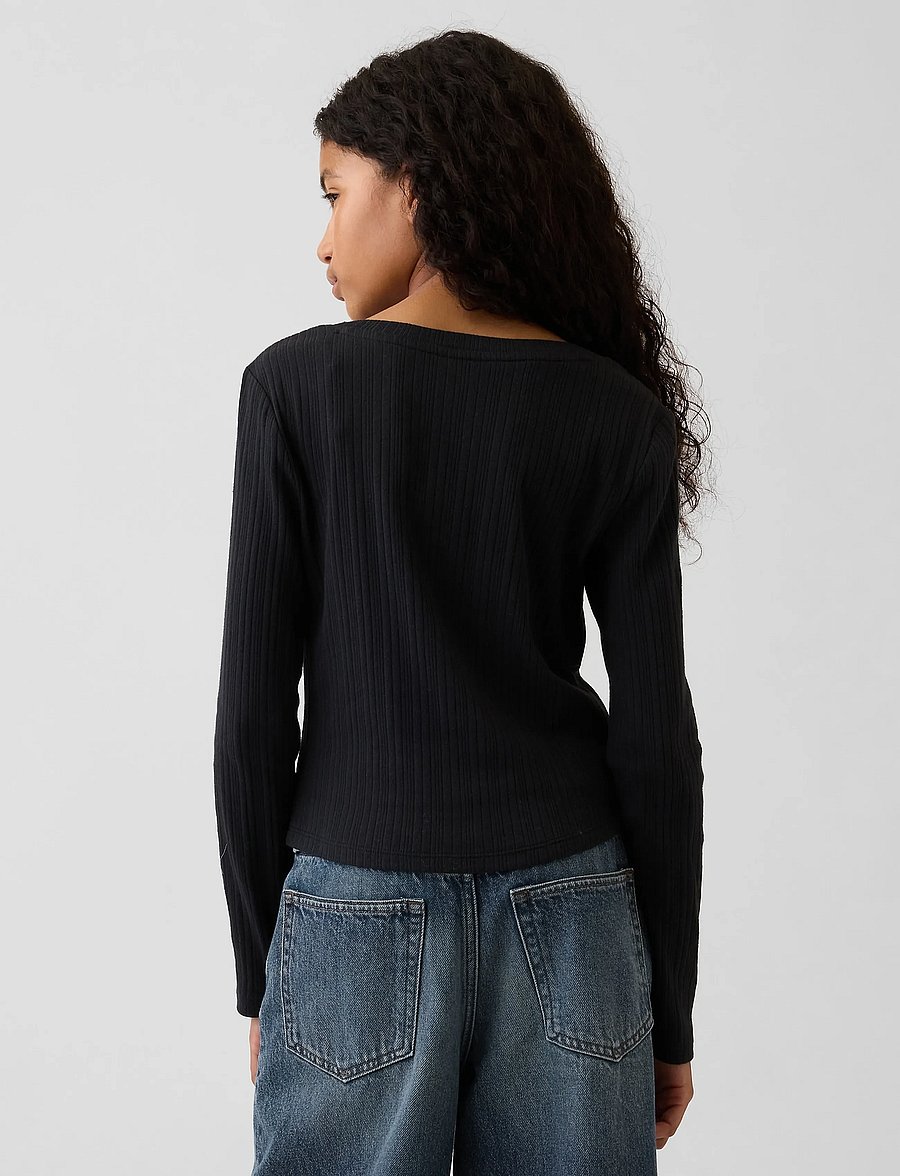 GAP - Rib Henley T-Shirt from the GAP collection - långärmade t-shirts - moonless night - 2