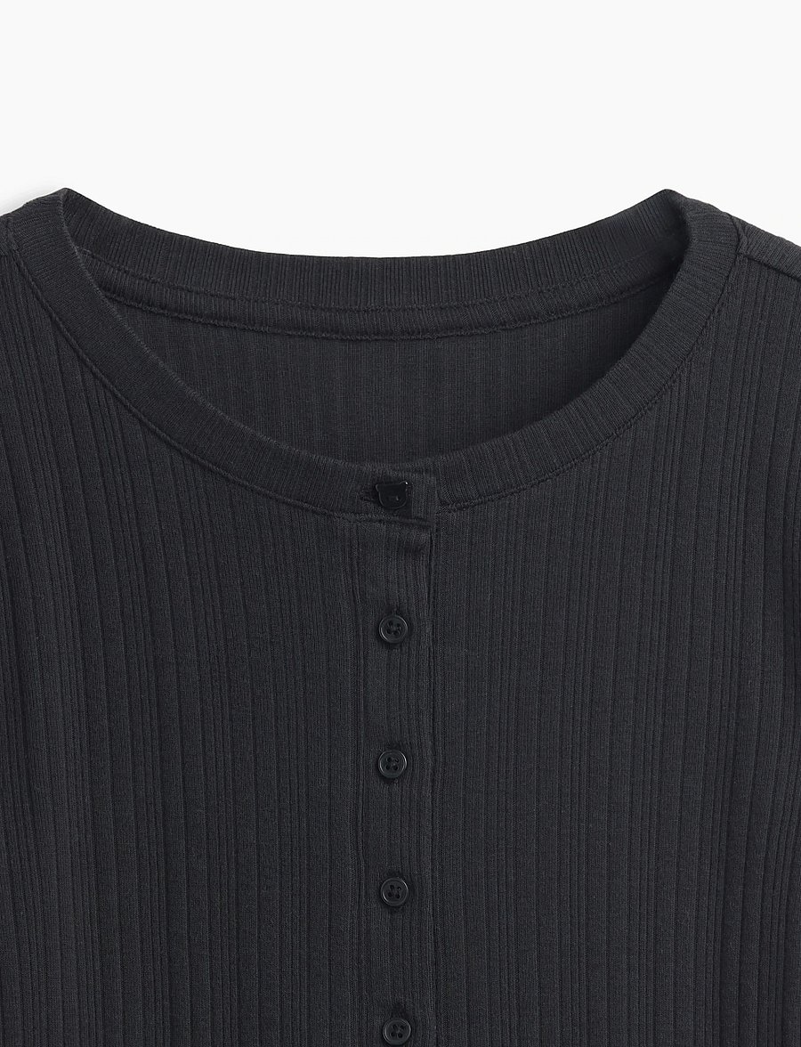 GAP - Rib Henley T-Shirt from the GAP collection - långärmade t-shirts - moonless night - 3