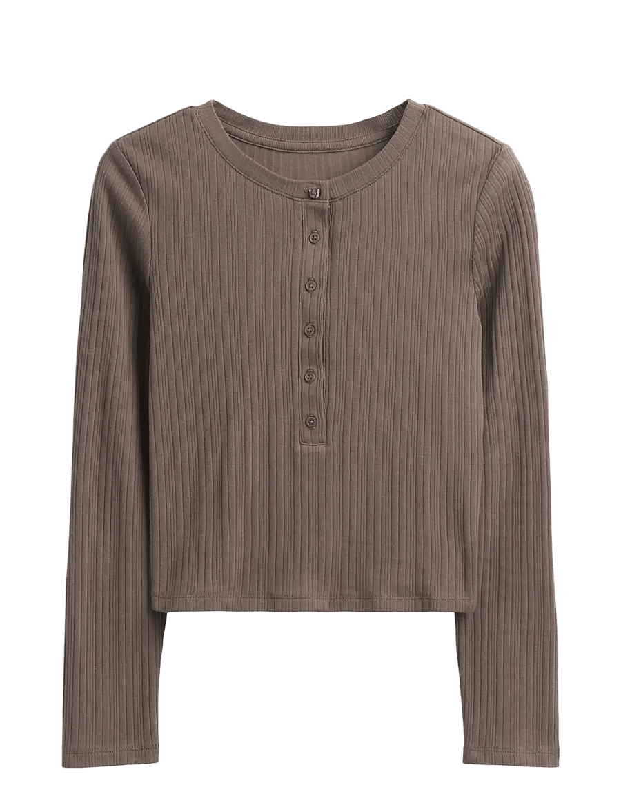 GAP - Rib Henley T-Shirt from the GAP collection - langärmelig - toasted almond - 1