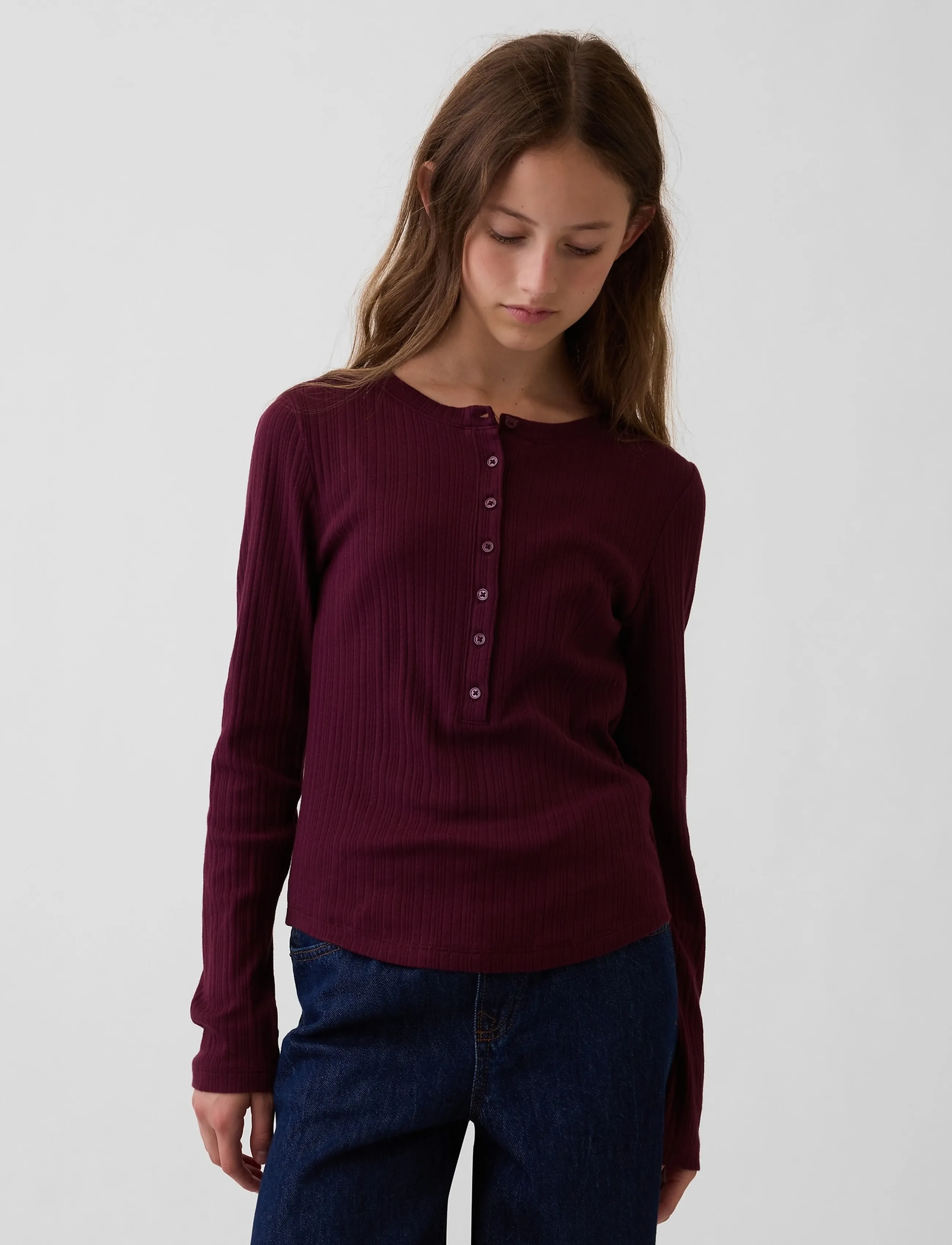 GAP Rib Henley T-Shirt from the GAP collection - Oberteile & T-Shirts - TUSCAN RED / burgundy