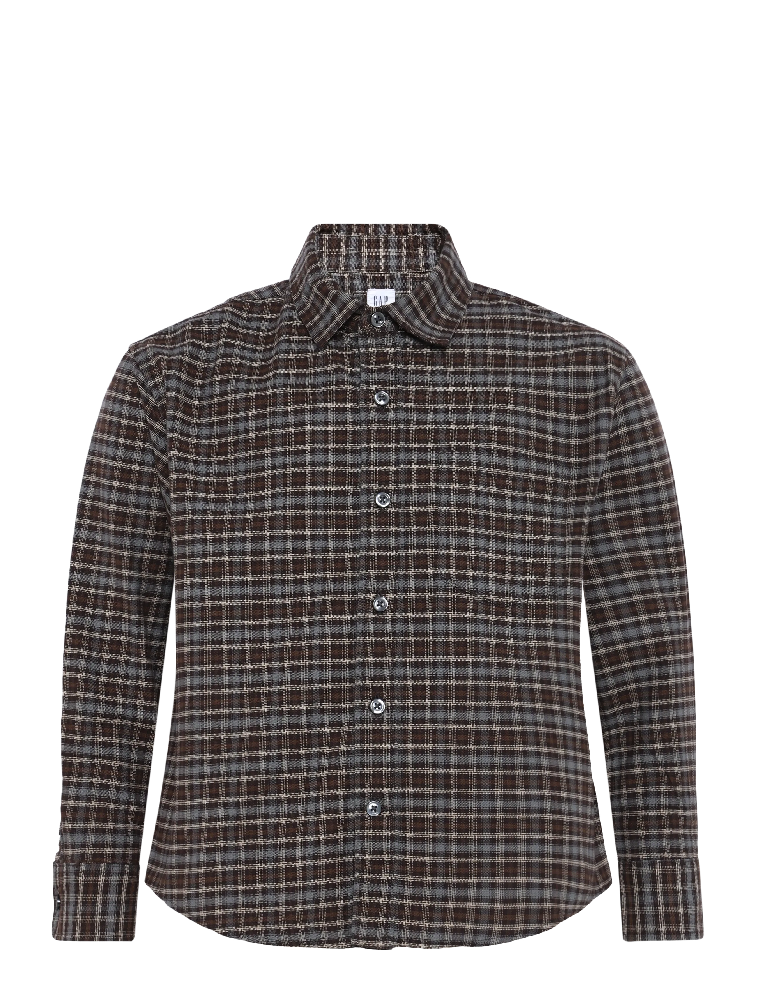 GAP - Relaxed Long-Sleeved Oxford Shirt from the GAP collection - langærmede skjorter - brown plaid - 1