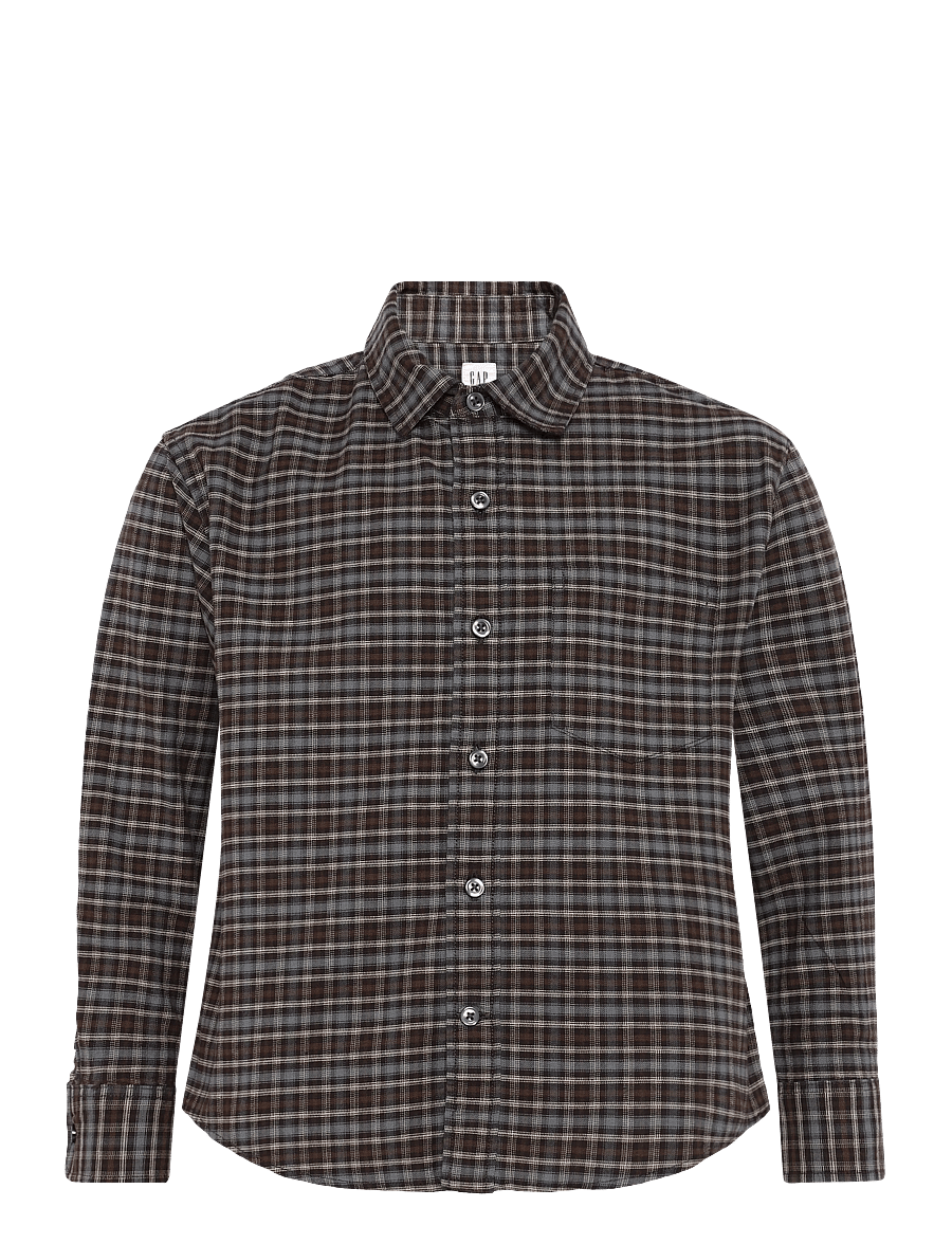 GAP - Relaxed Long-Sleeved Oxford Shirt from the GAP collection - langærmede skjorter - brown plaid - 1